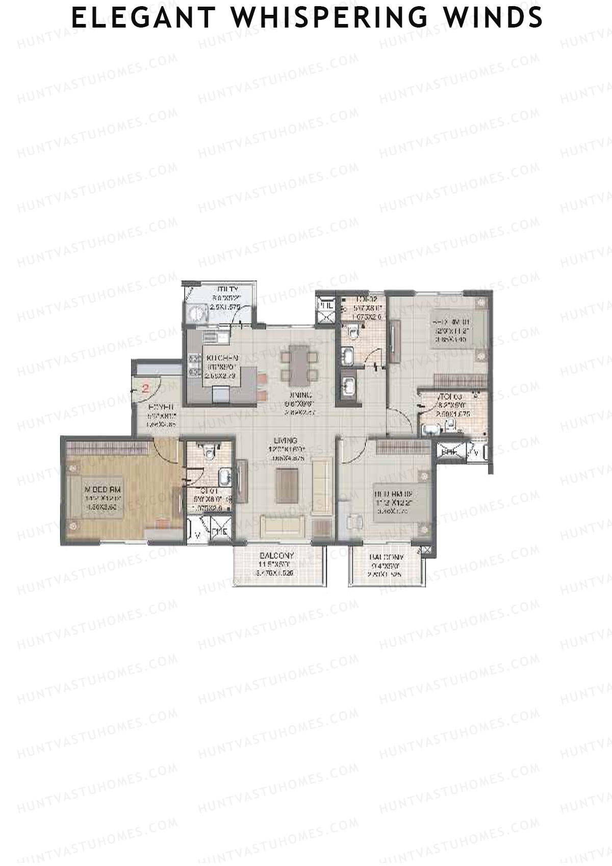 Elegant Whispering Winds Block E Unit 2 (Type B) Floor Plan