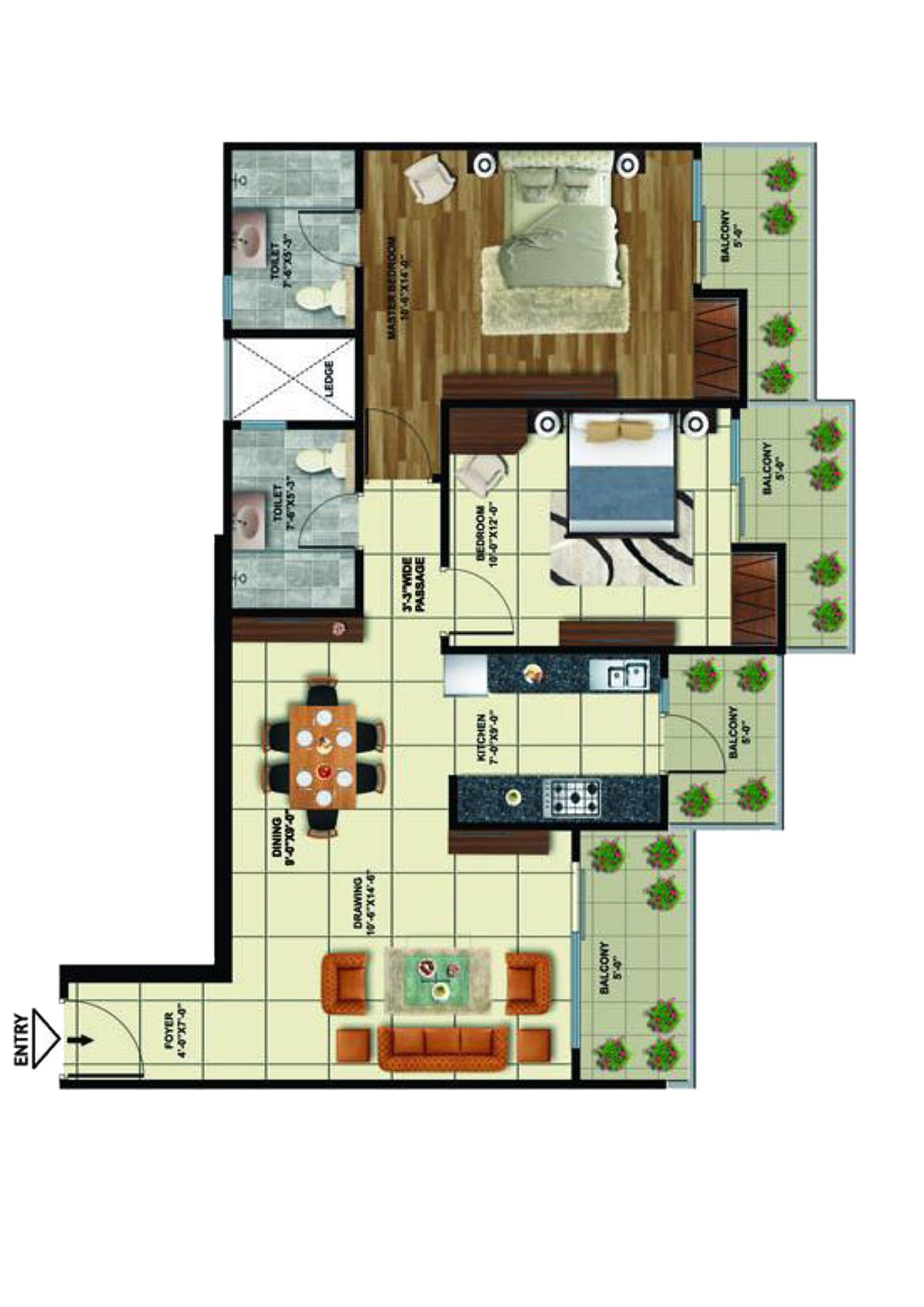 Elite Golf Greens Tower D Unit 2 Floor Plan