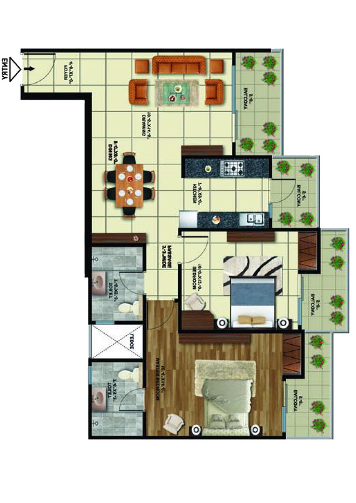 Elite Golf Greens Tower E Unit 2 Floor Plan