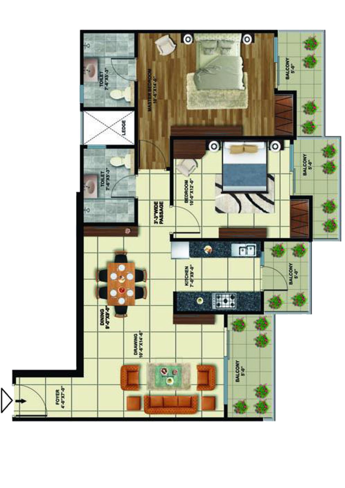 Elite Golf Greens Tower E Unit 4 Floor Plan