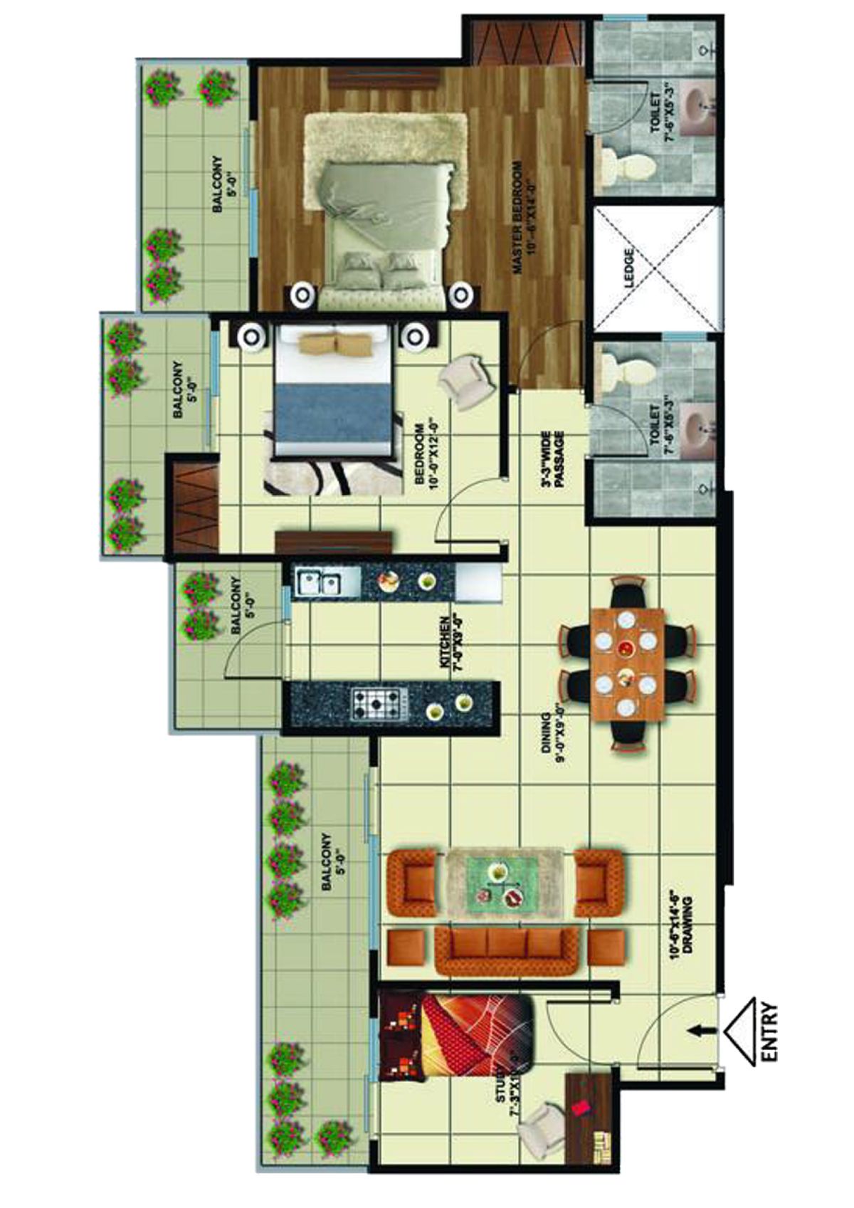 Elite Golf Greens Tower E Unit 5 Floor Plan