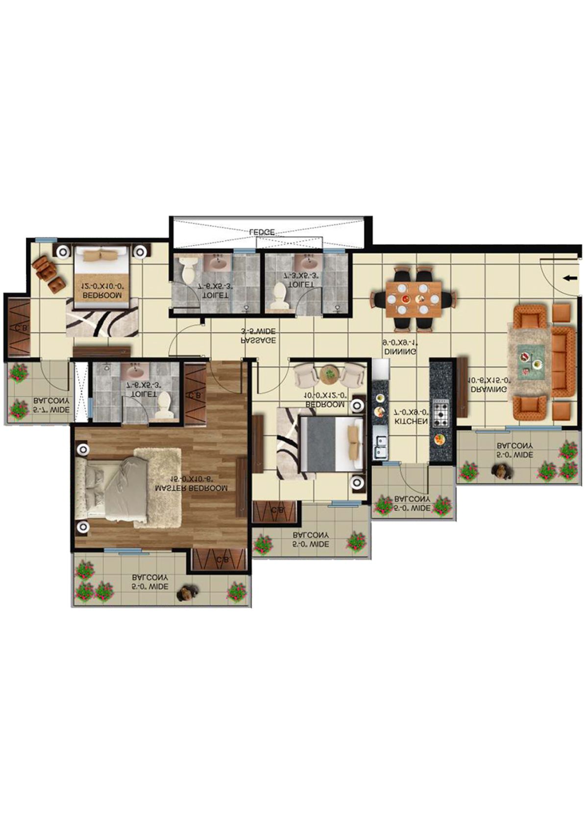 Elite Golf Greens Tower B Unit 1 Floor Plan