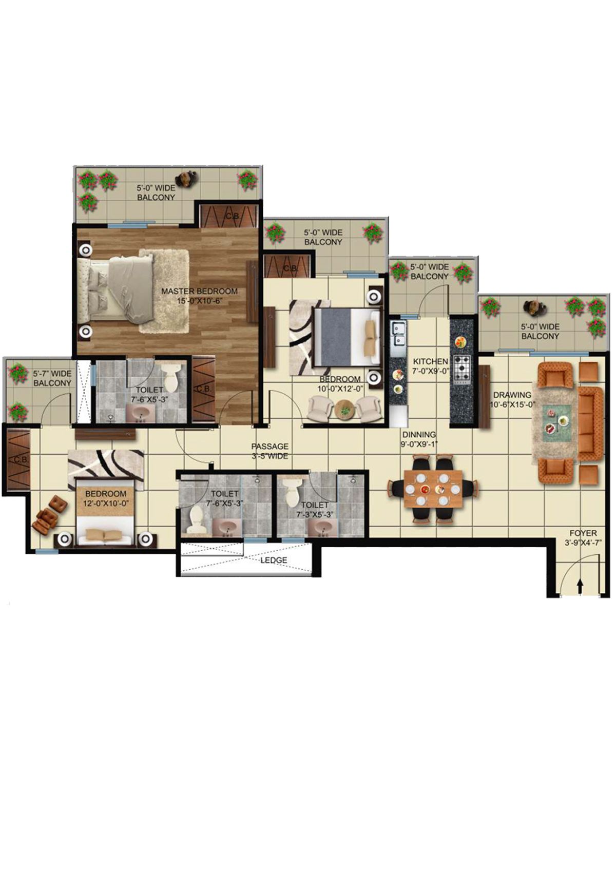 Elite Golf Greens Tower B Unit 2 Floor Plan