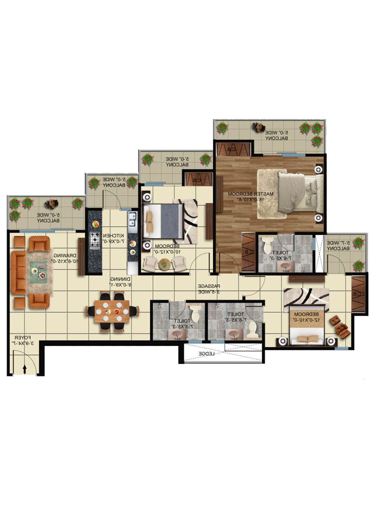 Elite Golf Greens Tower B Unit 3 Floor Plan