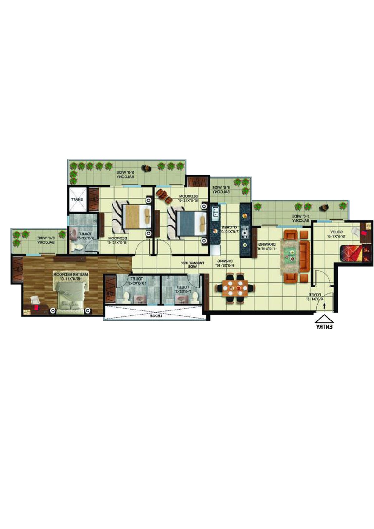 Elite Golf Greens Tower F Unit 1 Floor Plan