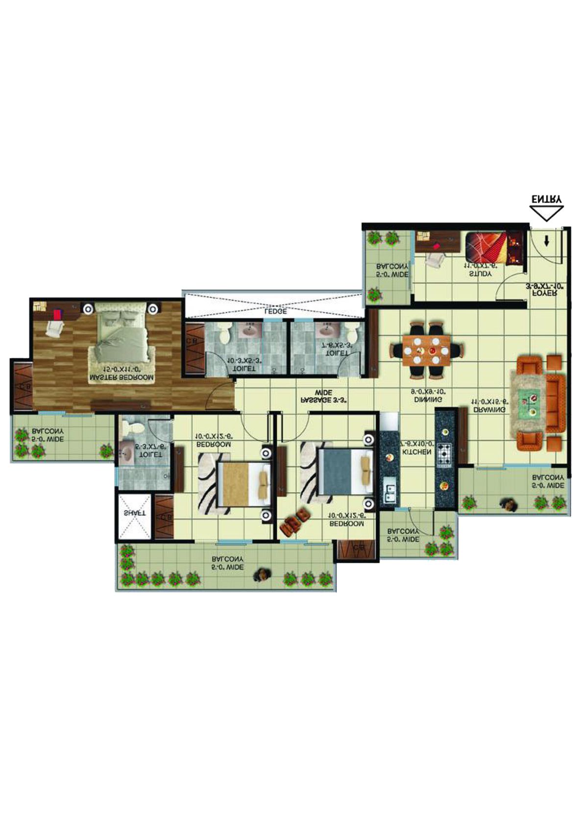 Elite Golf Greens Tower F Unit 2 Floor Plan