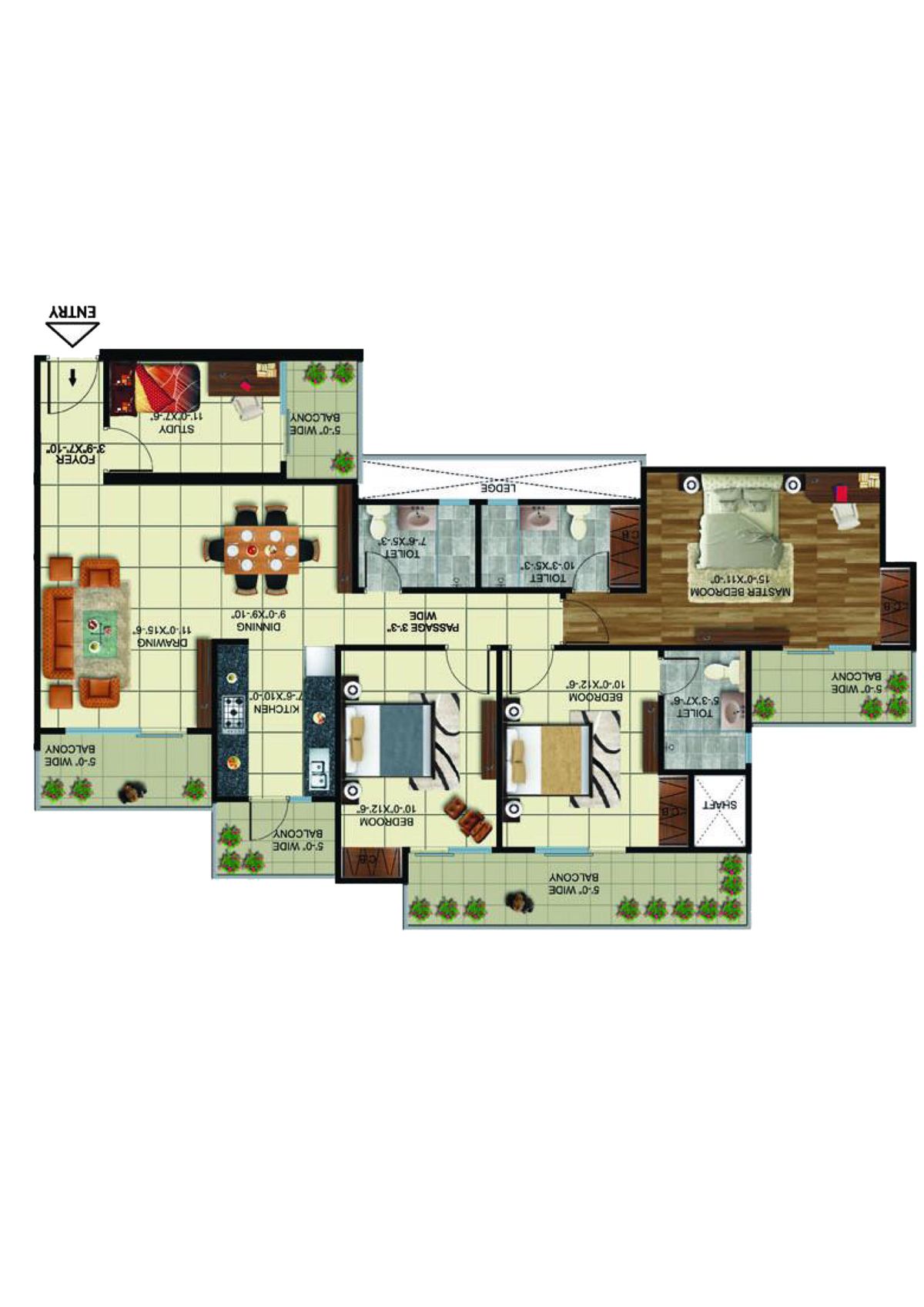 Elite Golf Greens Tower F Unit 3 Floor Plan
