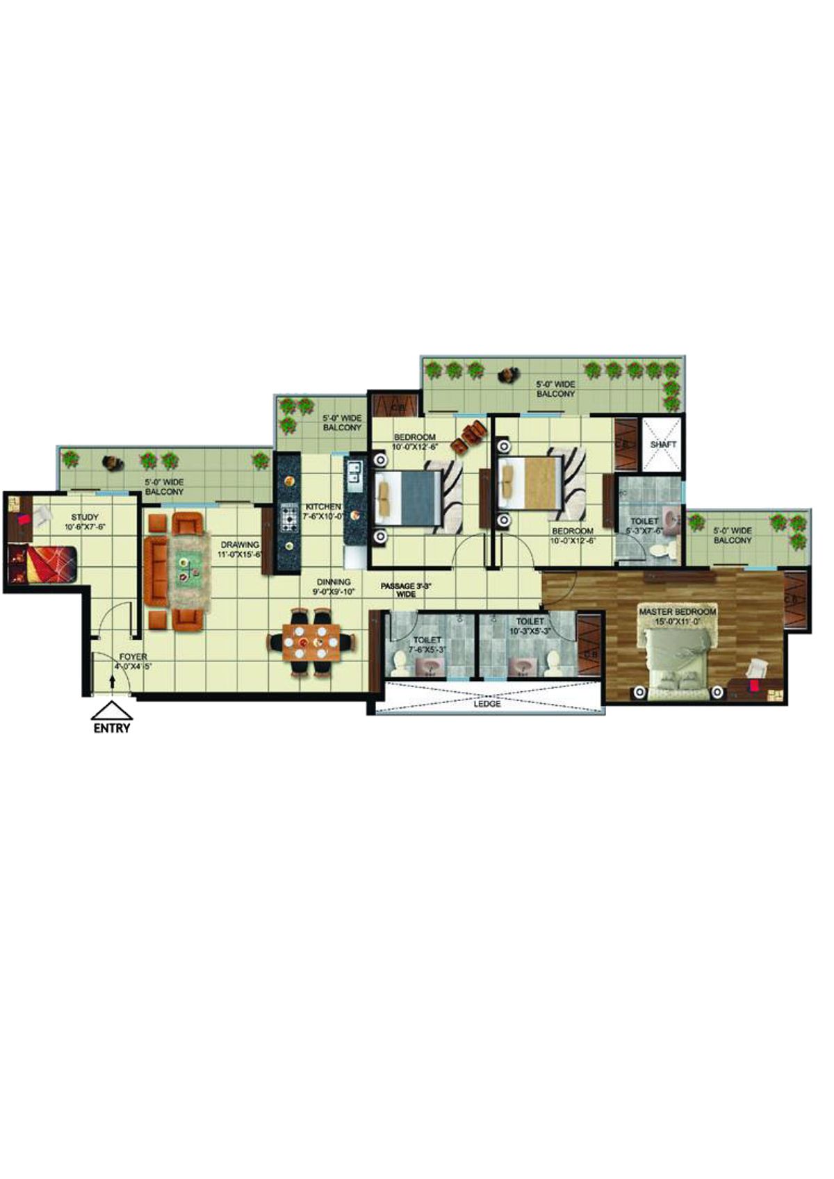 Elite Golf Greens Tower F Unit 4 Floor Plan