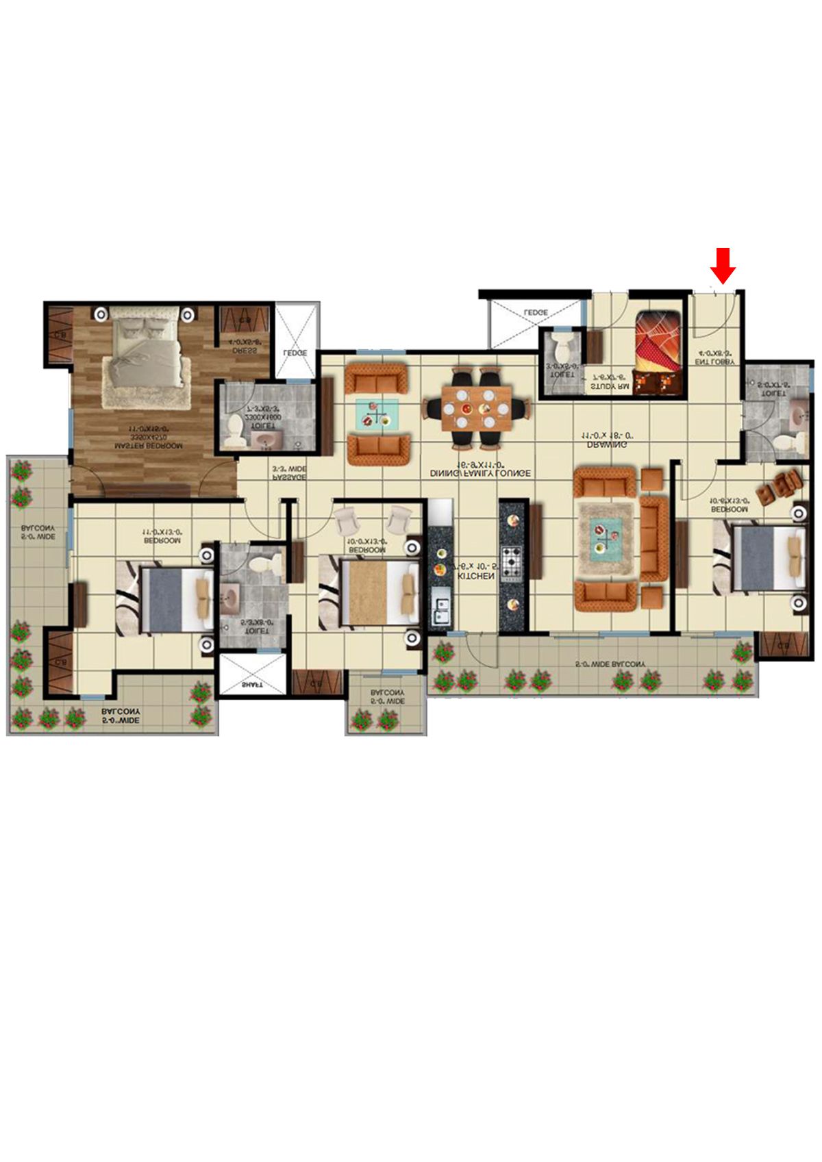 Elite Golf Greens Tower A Unit 1, A1 Floor Plan