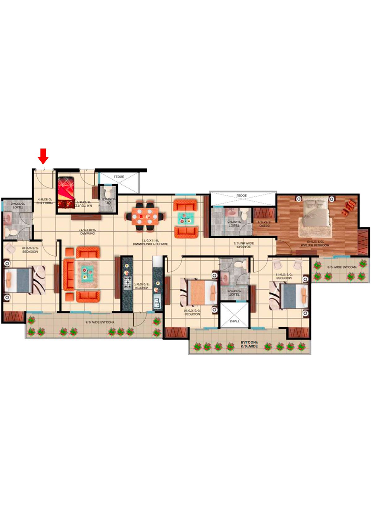 Elite Golf Greens Tower A Unit 4, A3 Floor Plan