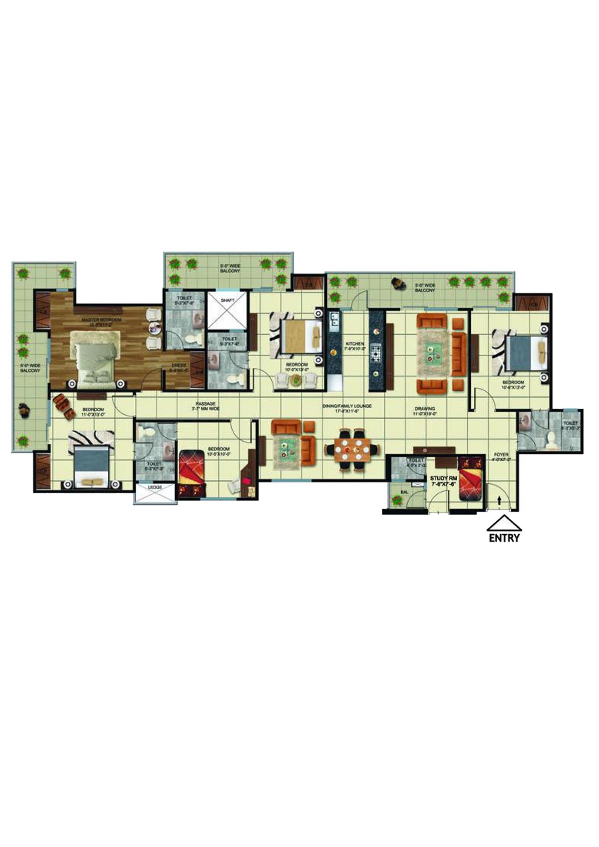 Elite Golf Greens Tower H Unit 1 Floor Plan