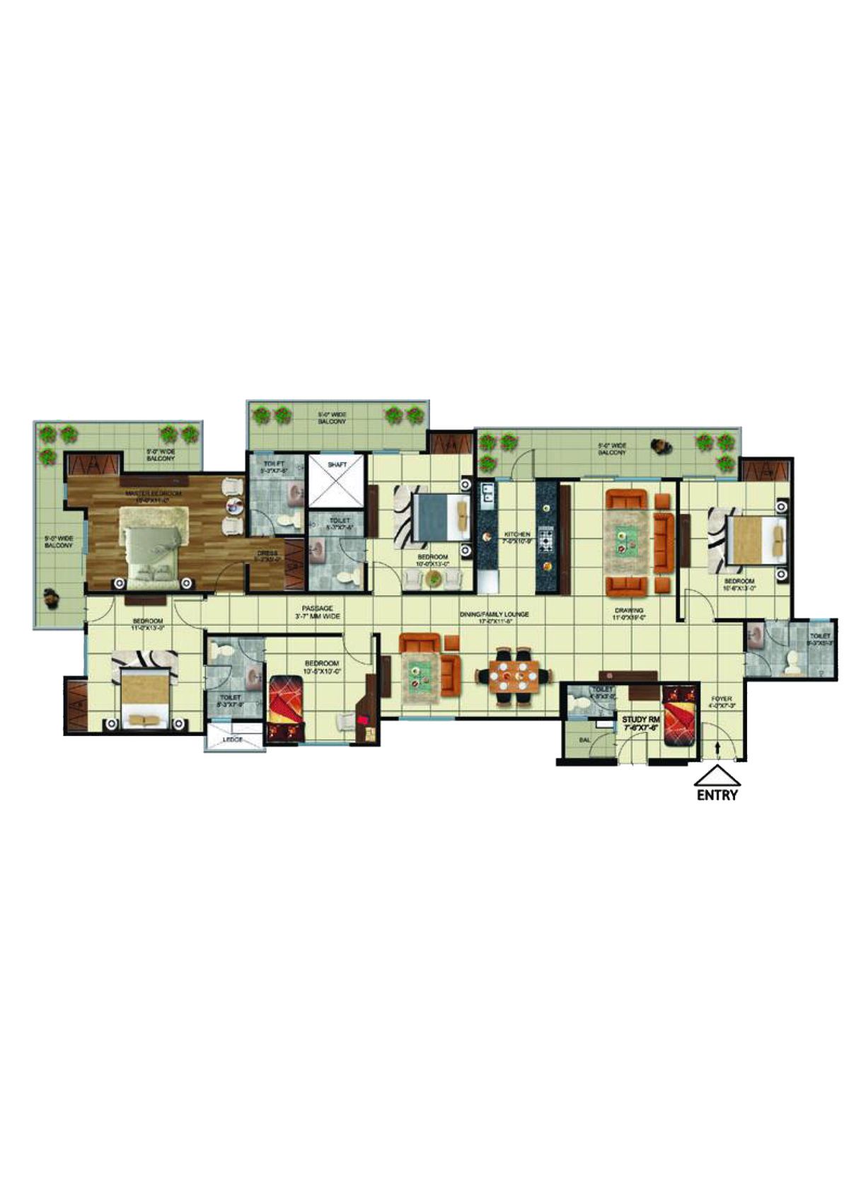 Elite Golf Greens Tower H Unit 1 Floor Plan