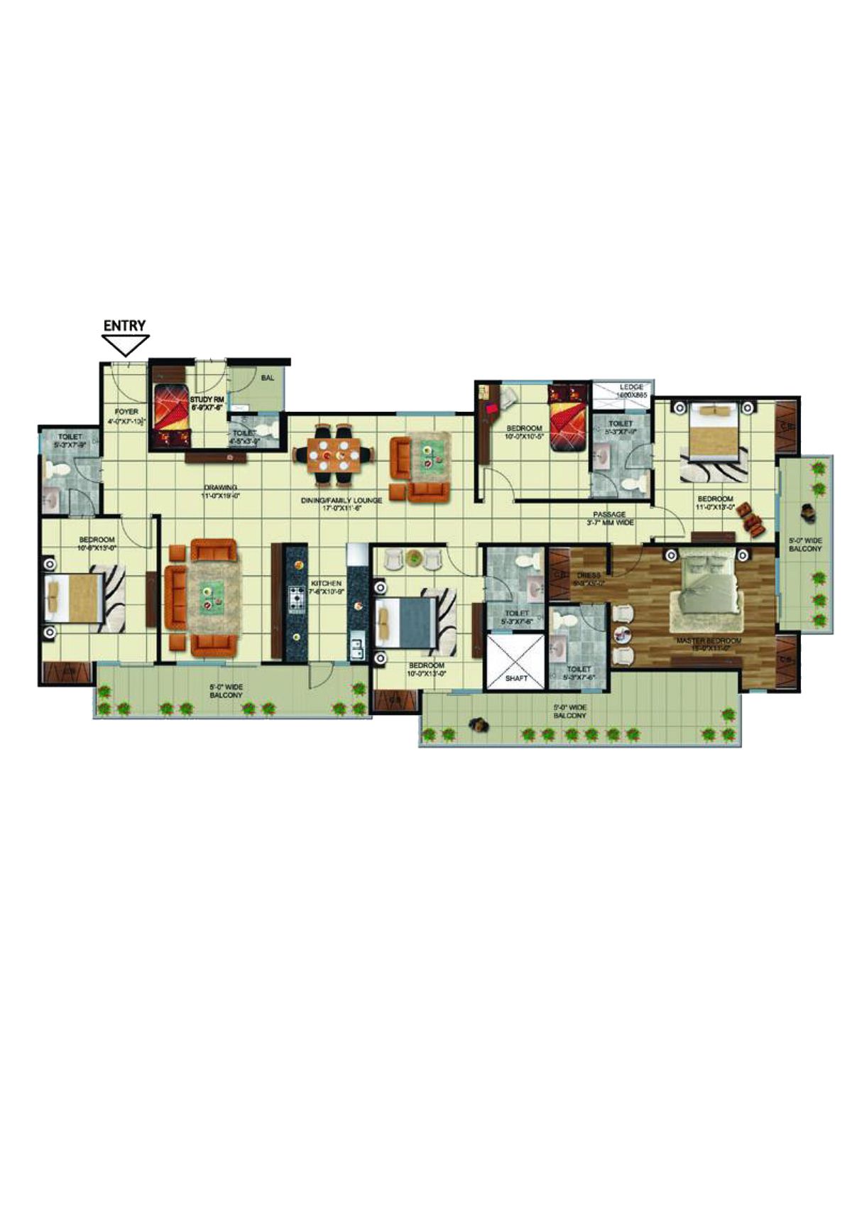 Elite Golf Greens Tower H Unit 3 Floor Plan