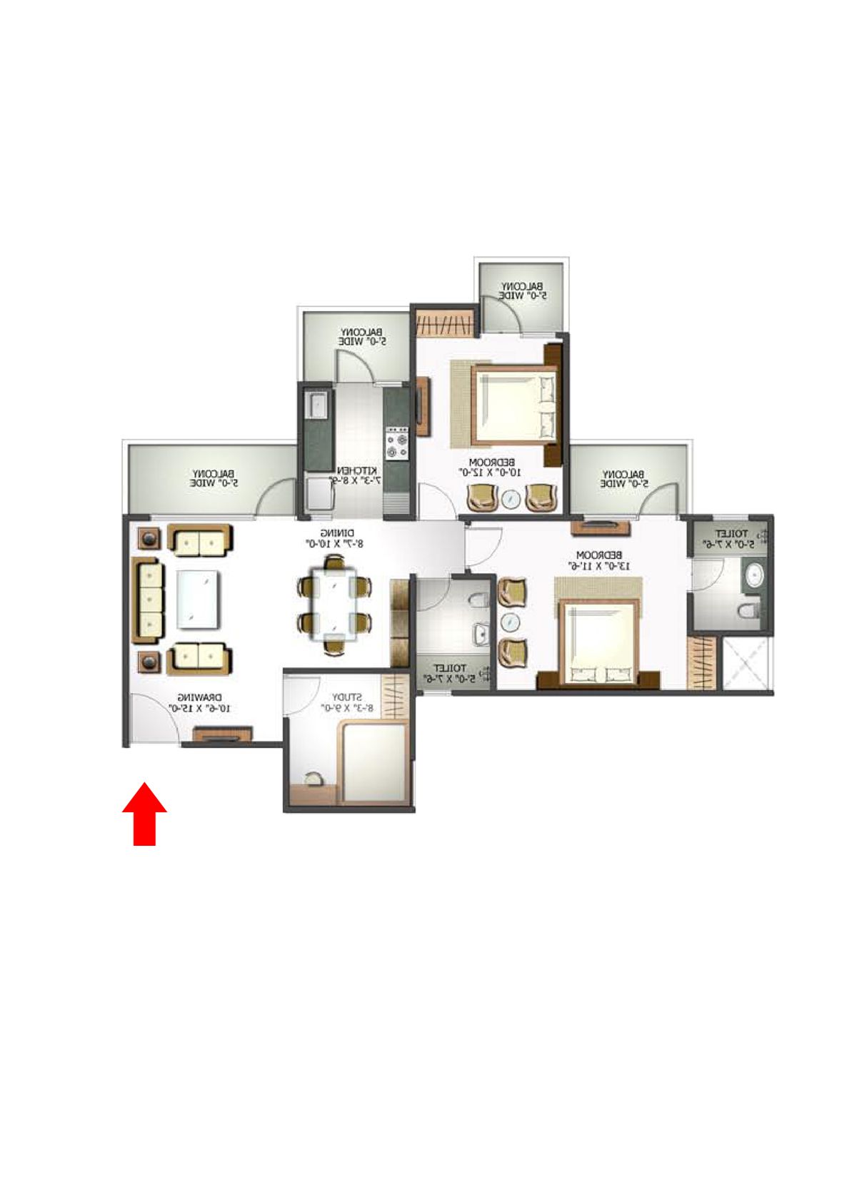 Elite Homz Tower D Unit 1, Type I Floor Plan