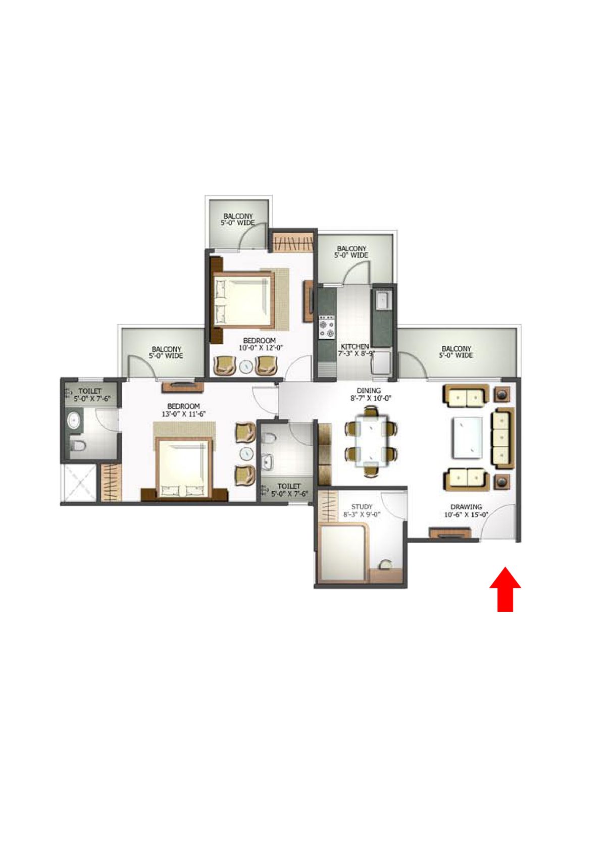 Elite Homz Tower D Unit 4, Type I Floor Plan