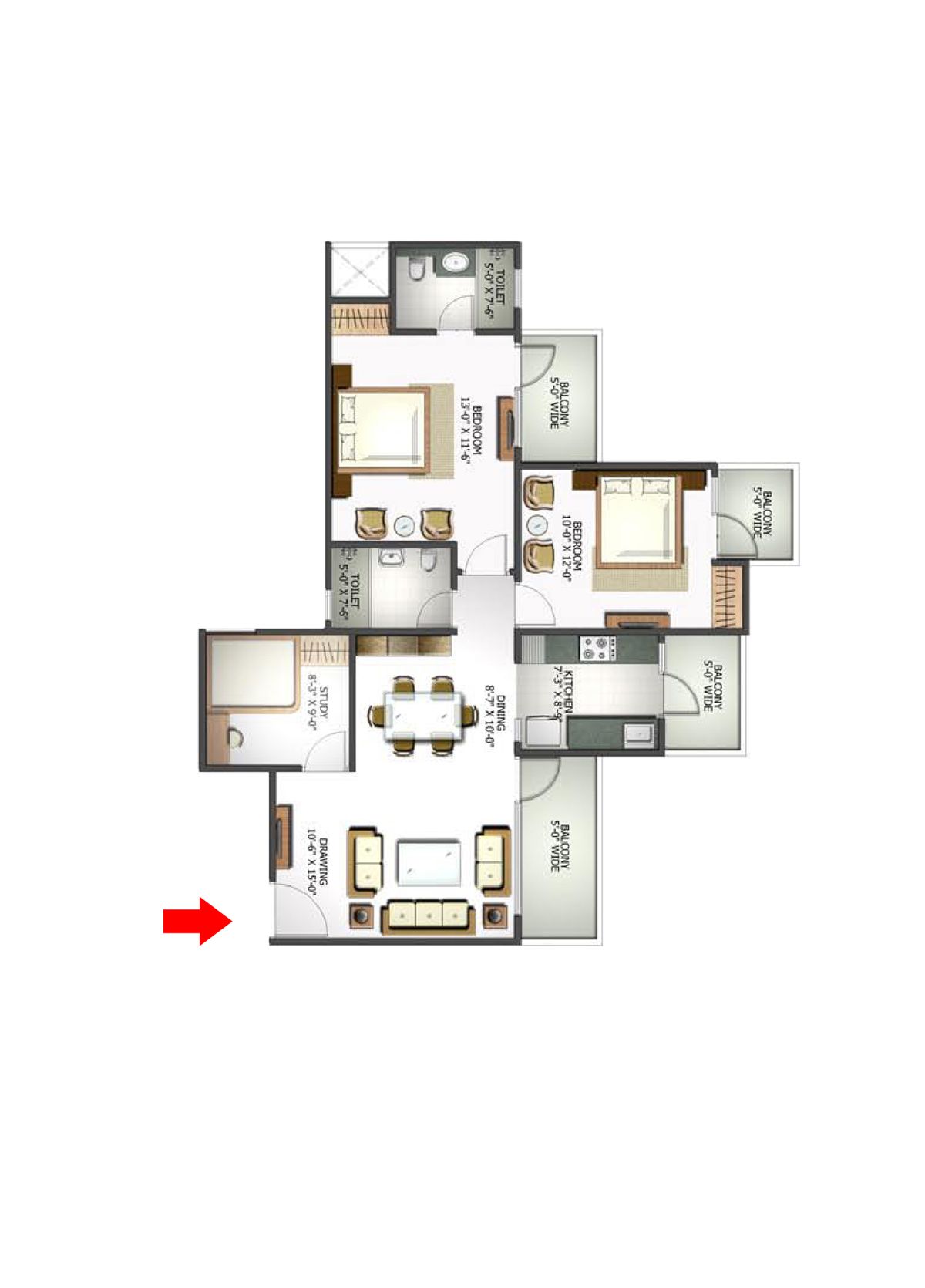 Elite Homz Tower D Unit 6, Type I Floor Plan