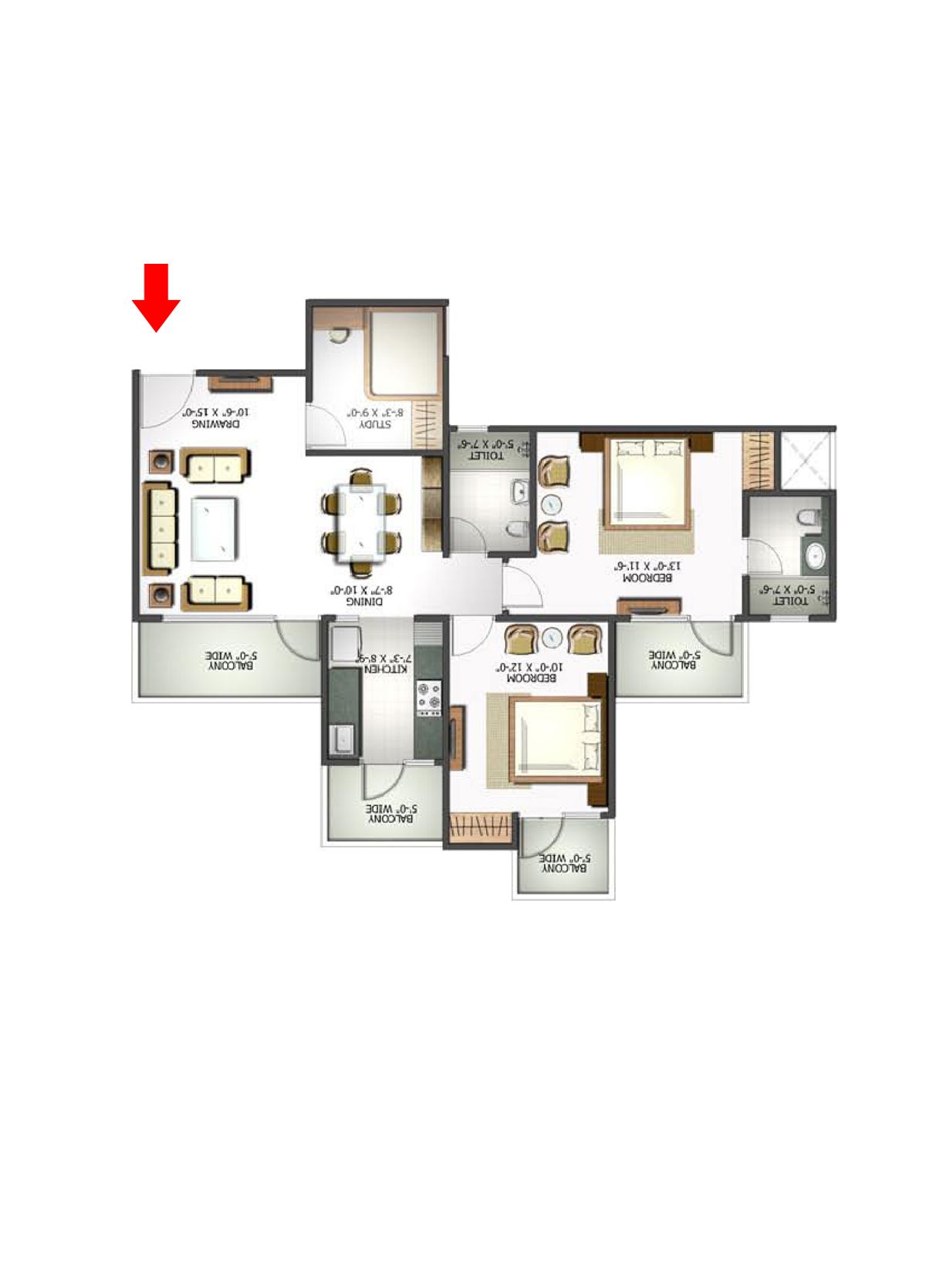 Elite Homz Tower E Unit 1, Type I Floor Plan