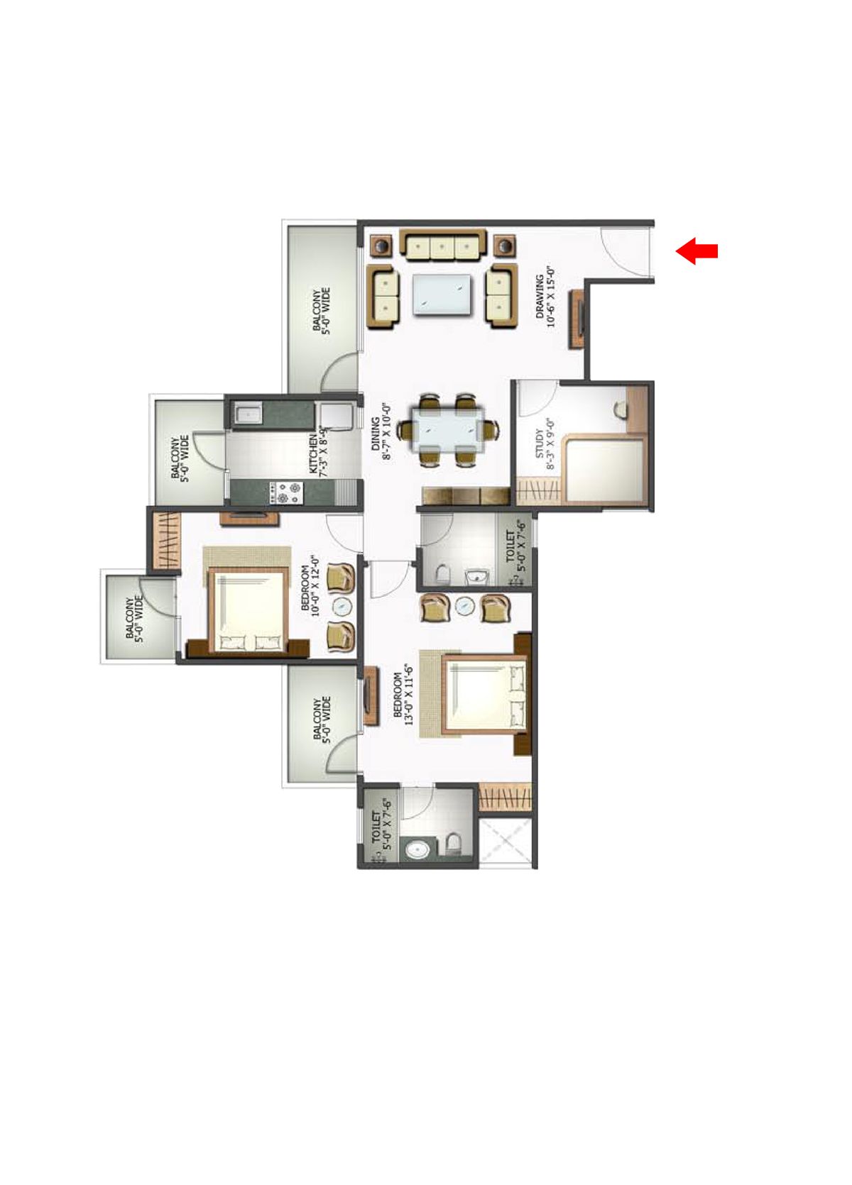 Elite Homz Tower E Unit 5, Type I Floor Plan