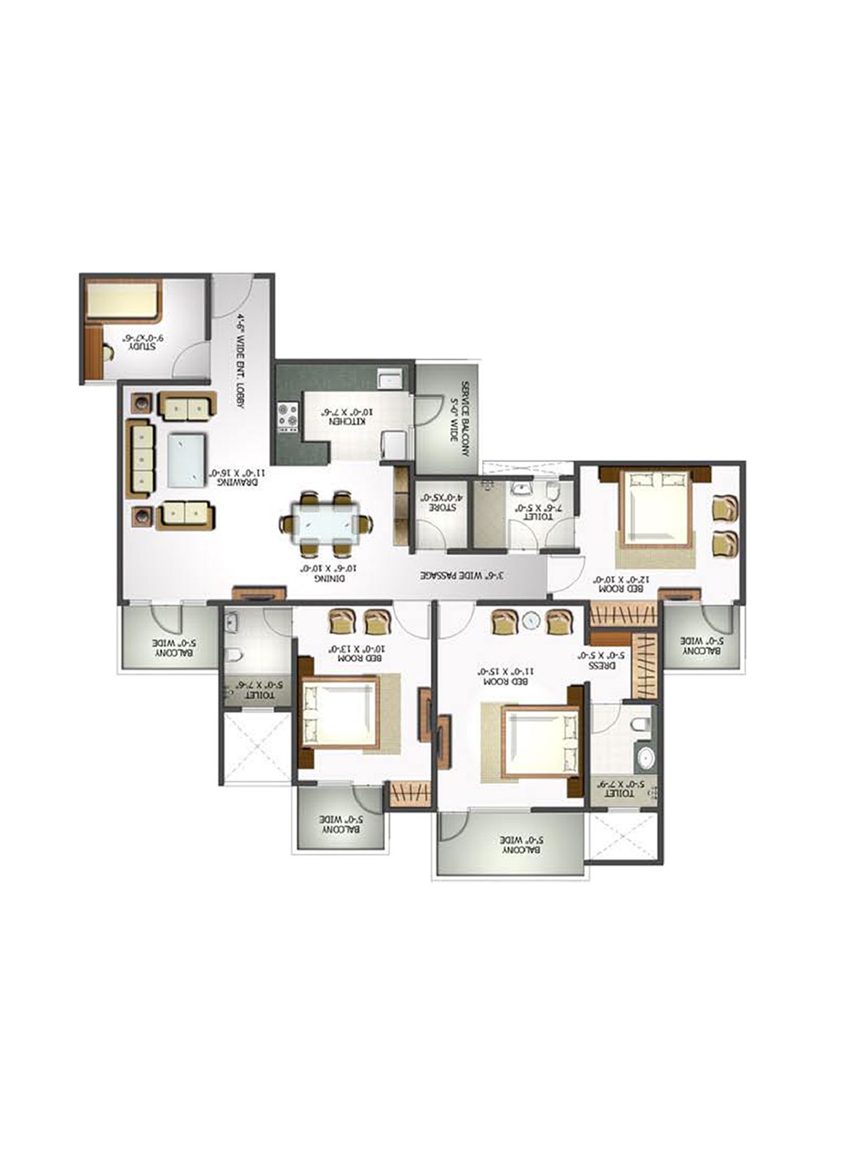 Elite Homz Tower A Unit 2, Type III Floor Plan