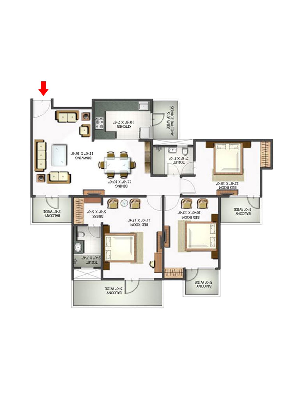 Elite Homz Tower B Unit 2, Type II Floor Plan