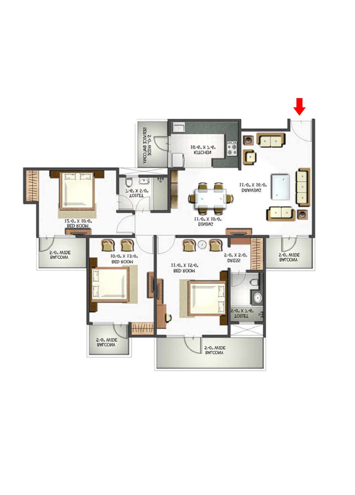 Elite Homz Tower C Unit 3, Type II Floor Plan