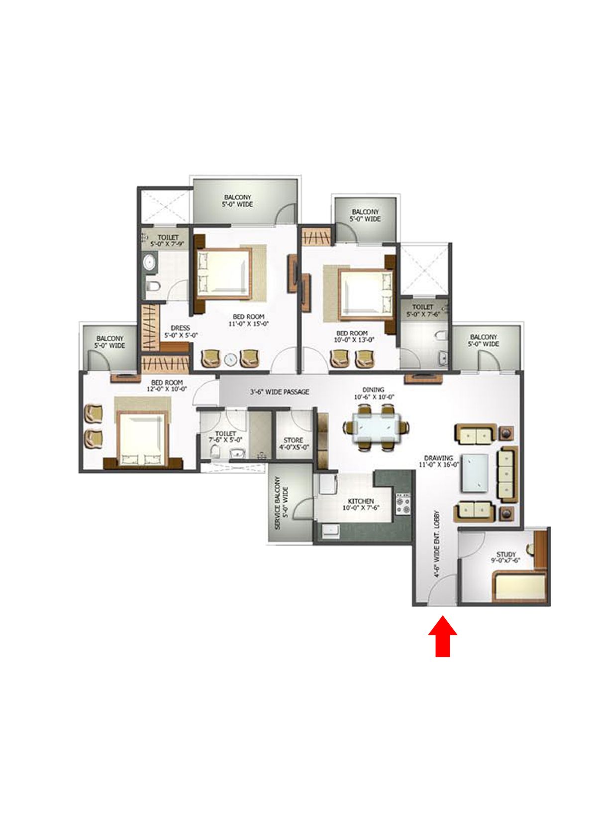Elite Homz Tower H Unit 3, Type III Floor Plan