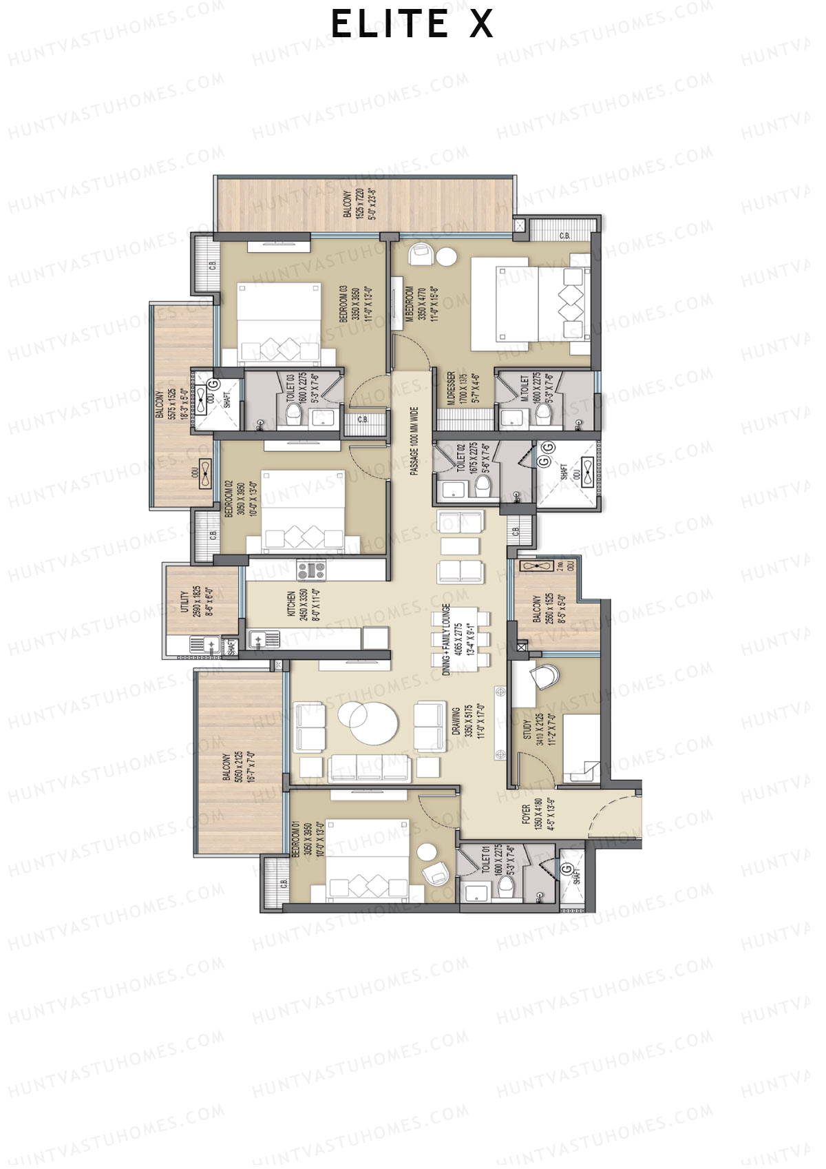 Elite X Tower A Unit 1 Floor Plan