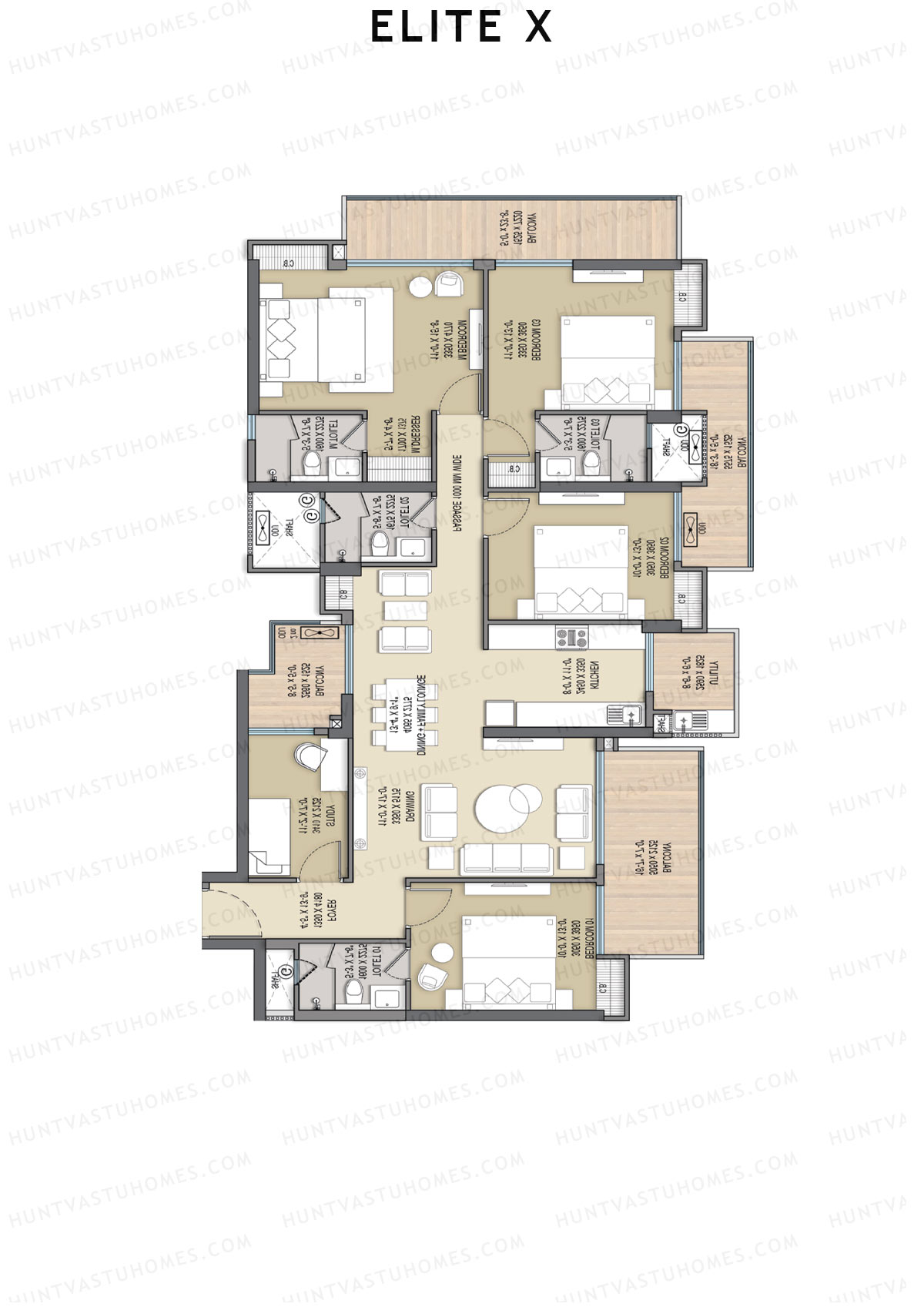 Elite X Tower A Unit 2 Floor Plan