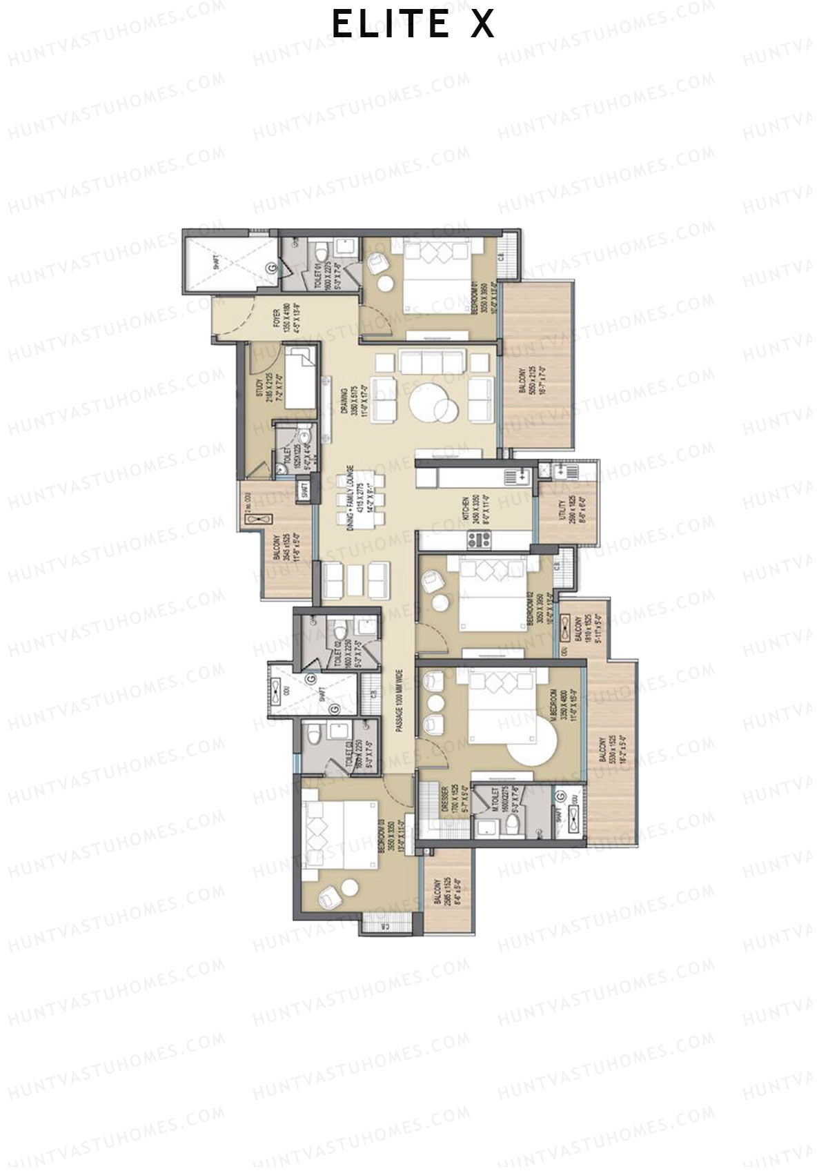 Elite X Tower A Unit 3 Floor Plan