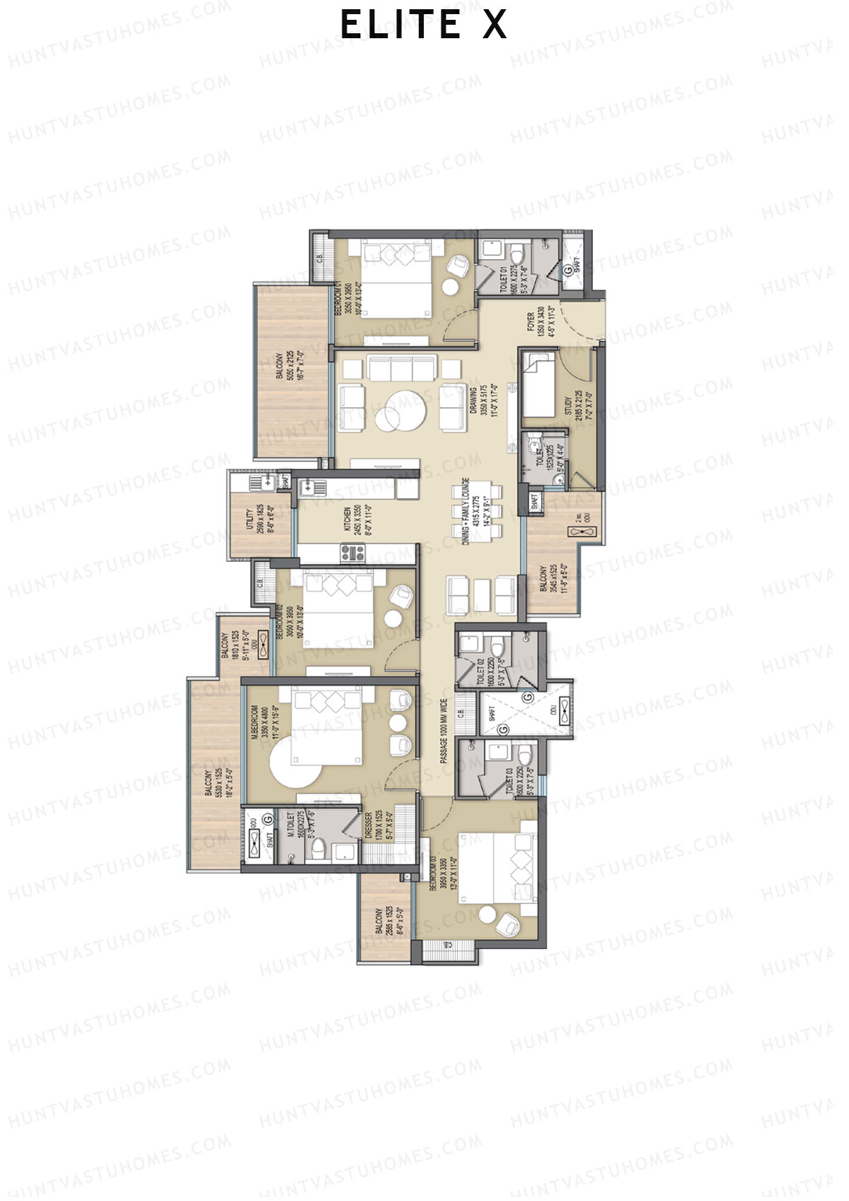 Elite X Tower A Unit 4 Floor Plan