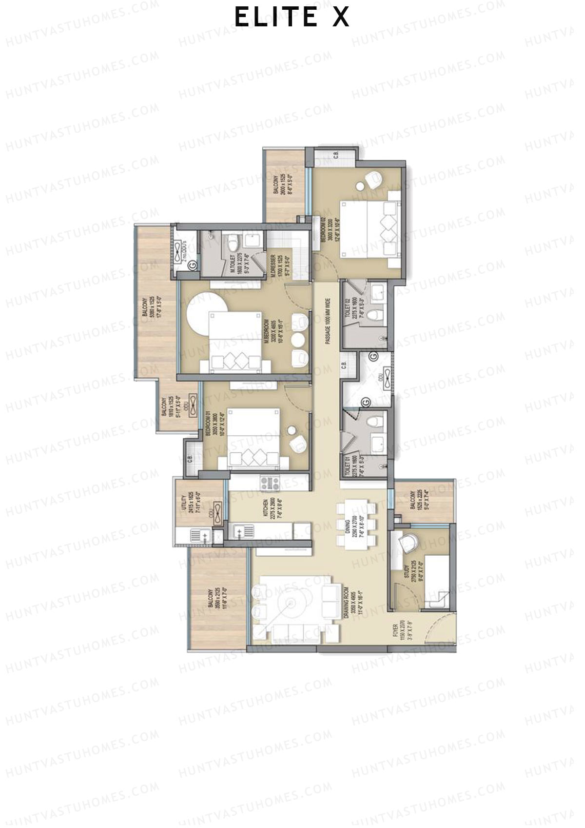 Elite X Tower B Unit 4 Floor Plan