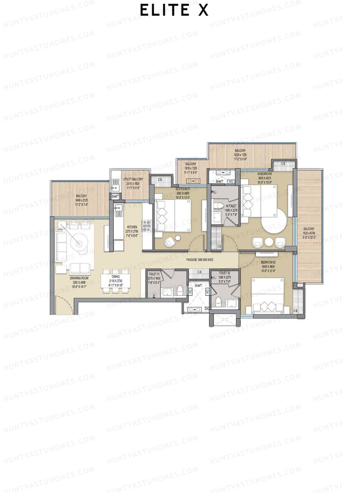 Elite X Tower C Unit 1 Floor Plan