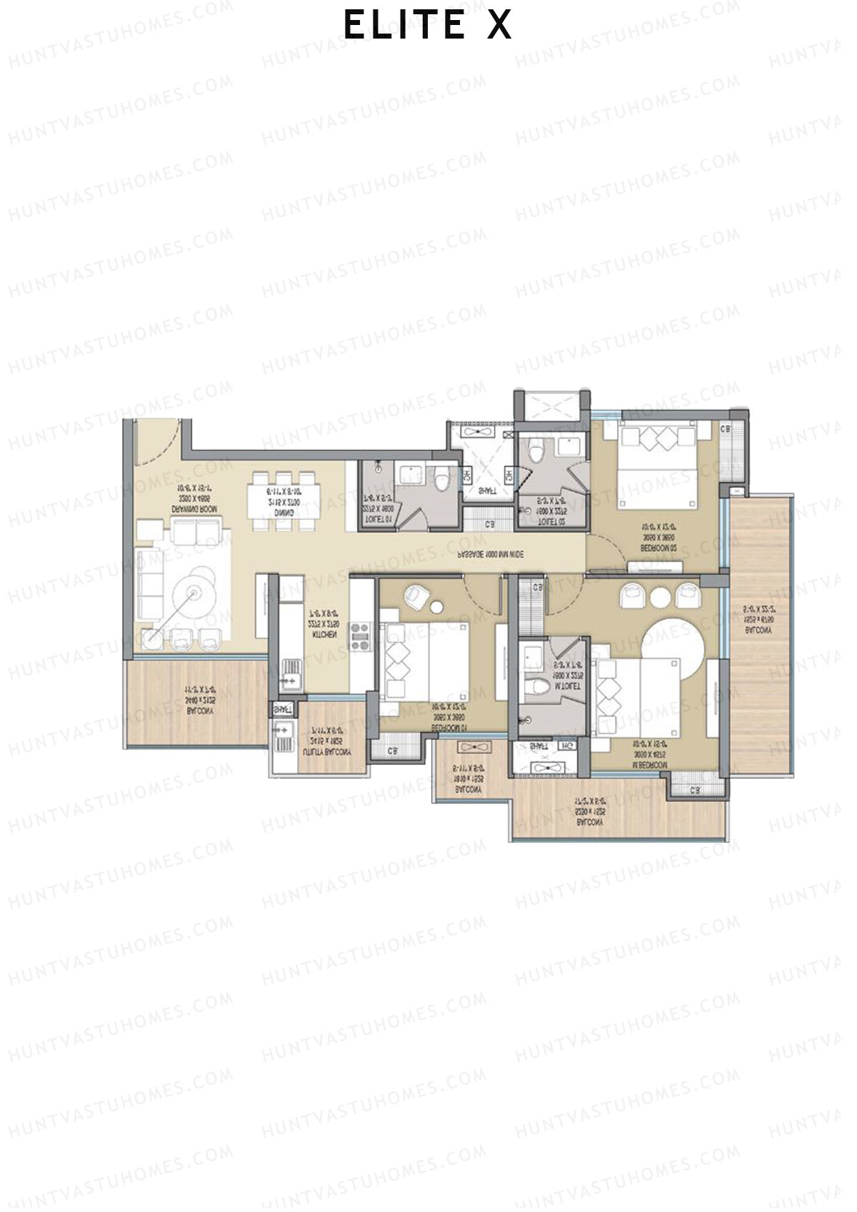 Elite X Tower C Unit 2 Floor Plan