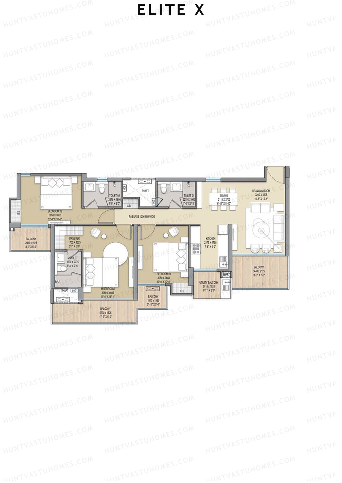 Elite X Tower C Unit 3 Floor Plan