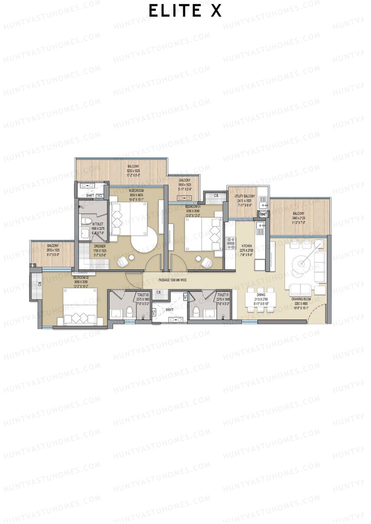 Elite X Tower C Unit 4 Floor Plan