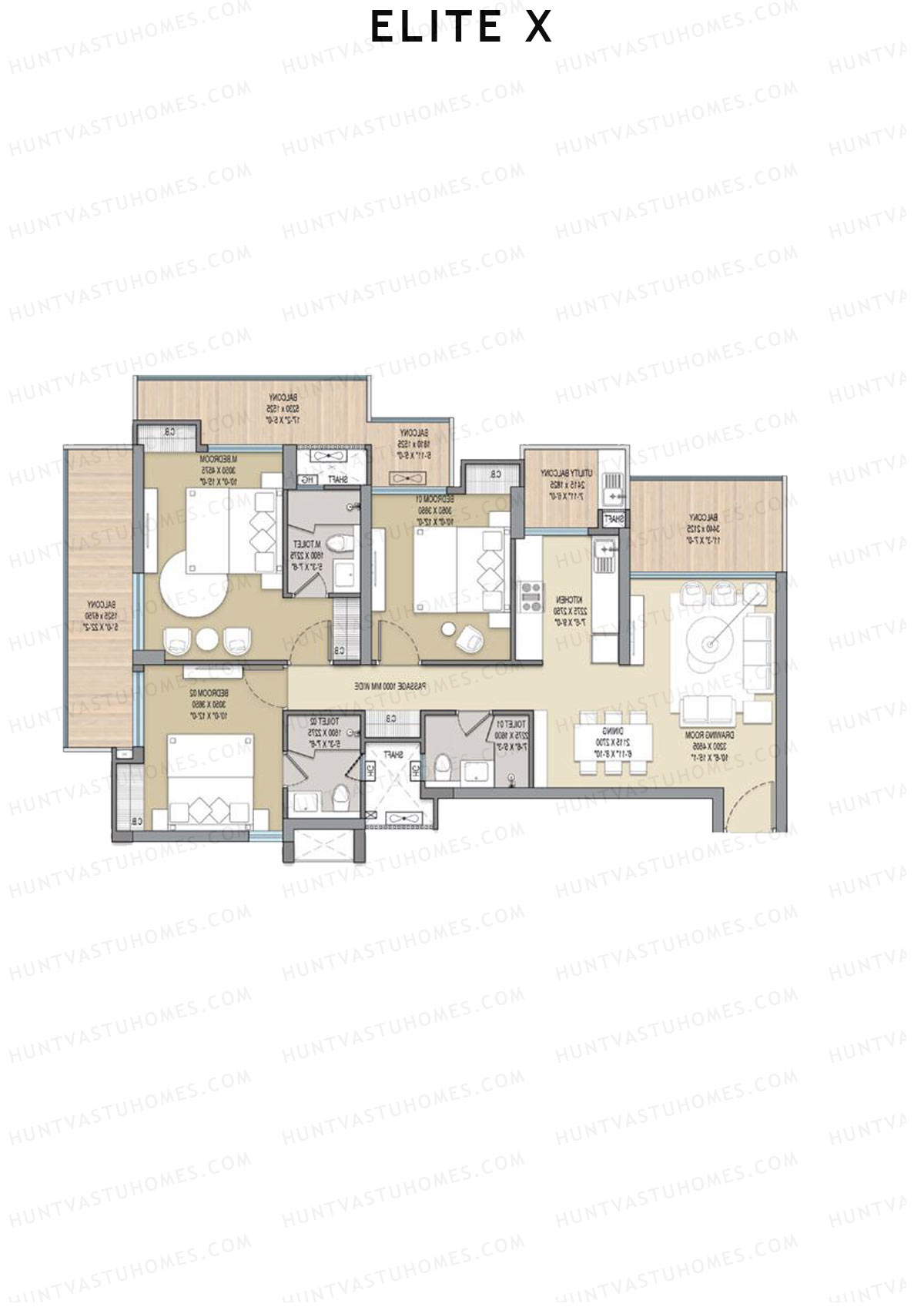 Elite X Tower D Unit 1 Floor Plan