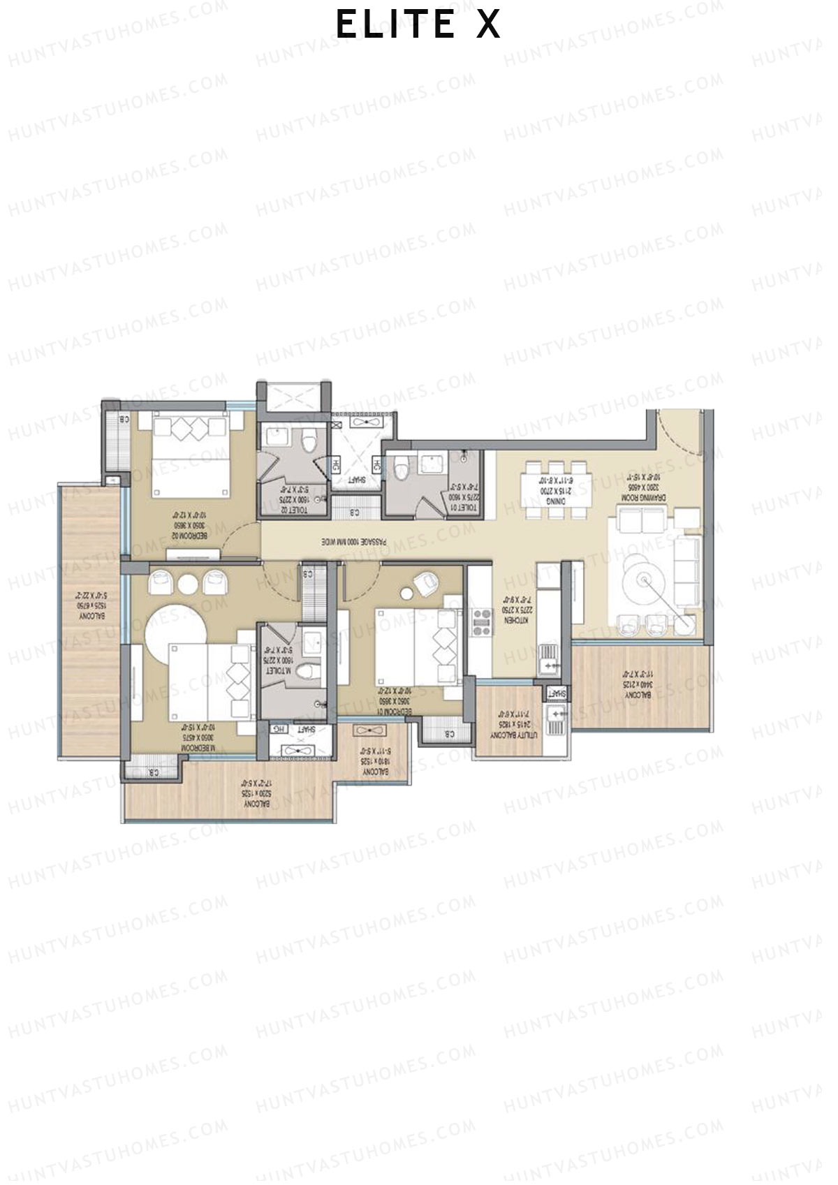 Elite X Tower D Unit 2 Floor Plan