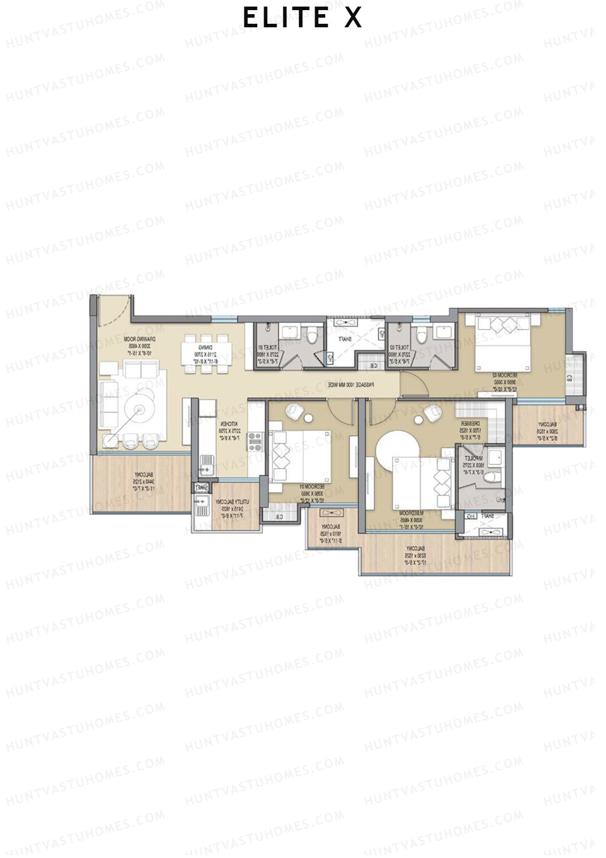 Elite X Tower D Unit 3 Floor Plan