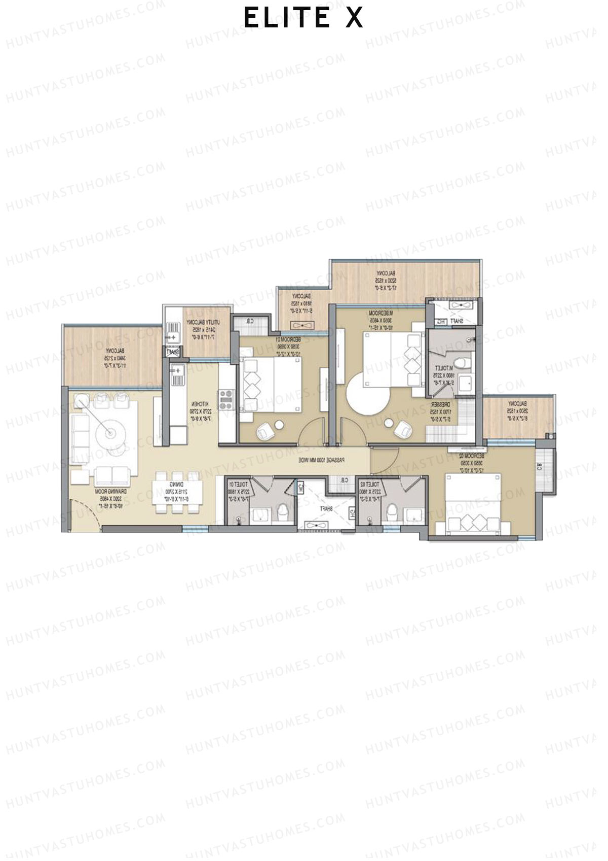 Elite X Tower D Unit 4 Floor Plan