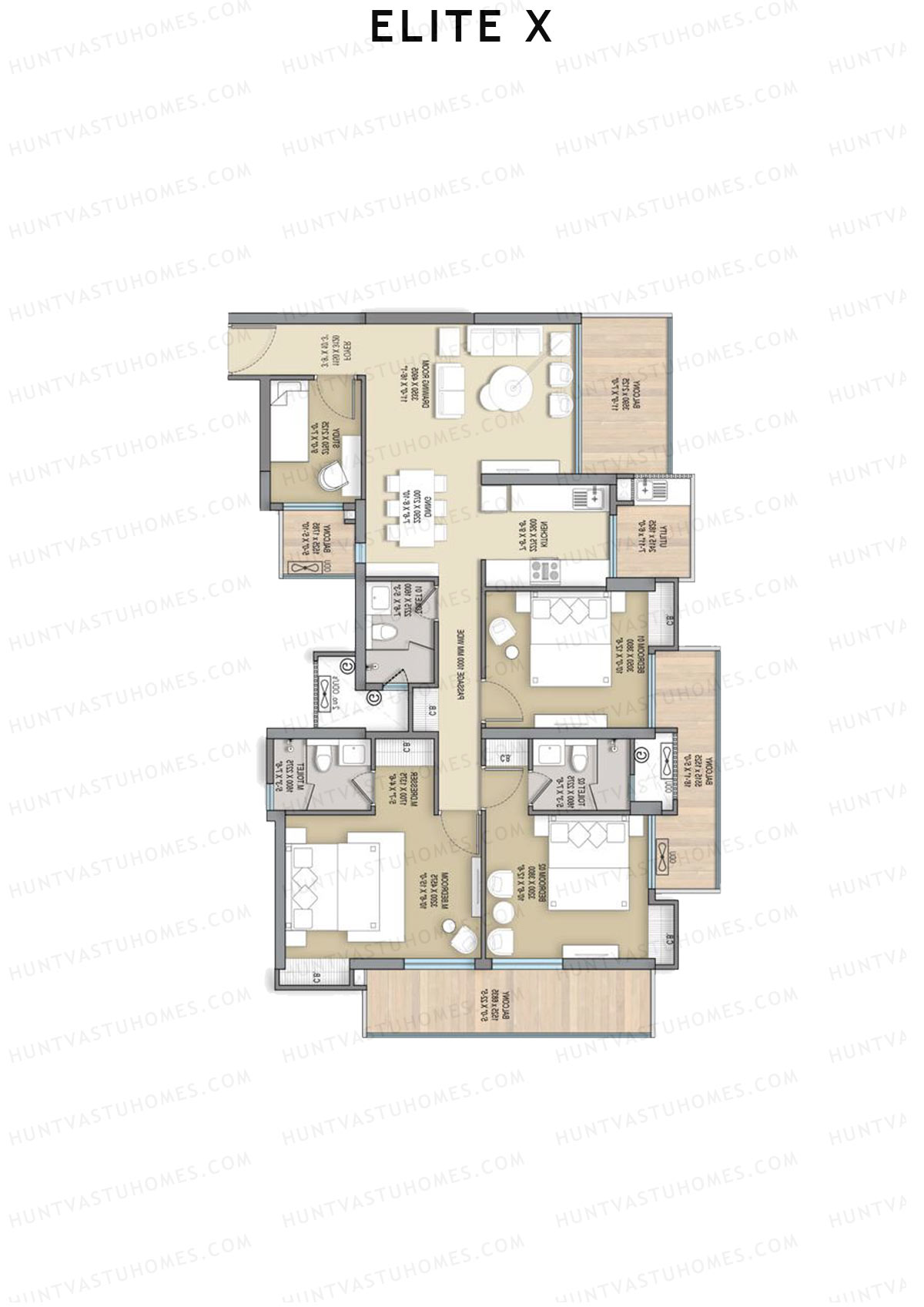 Elite X Tower F Unit 1 Floor Plan