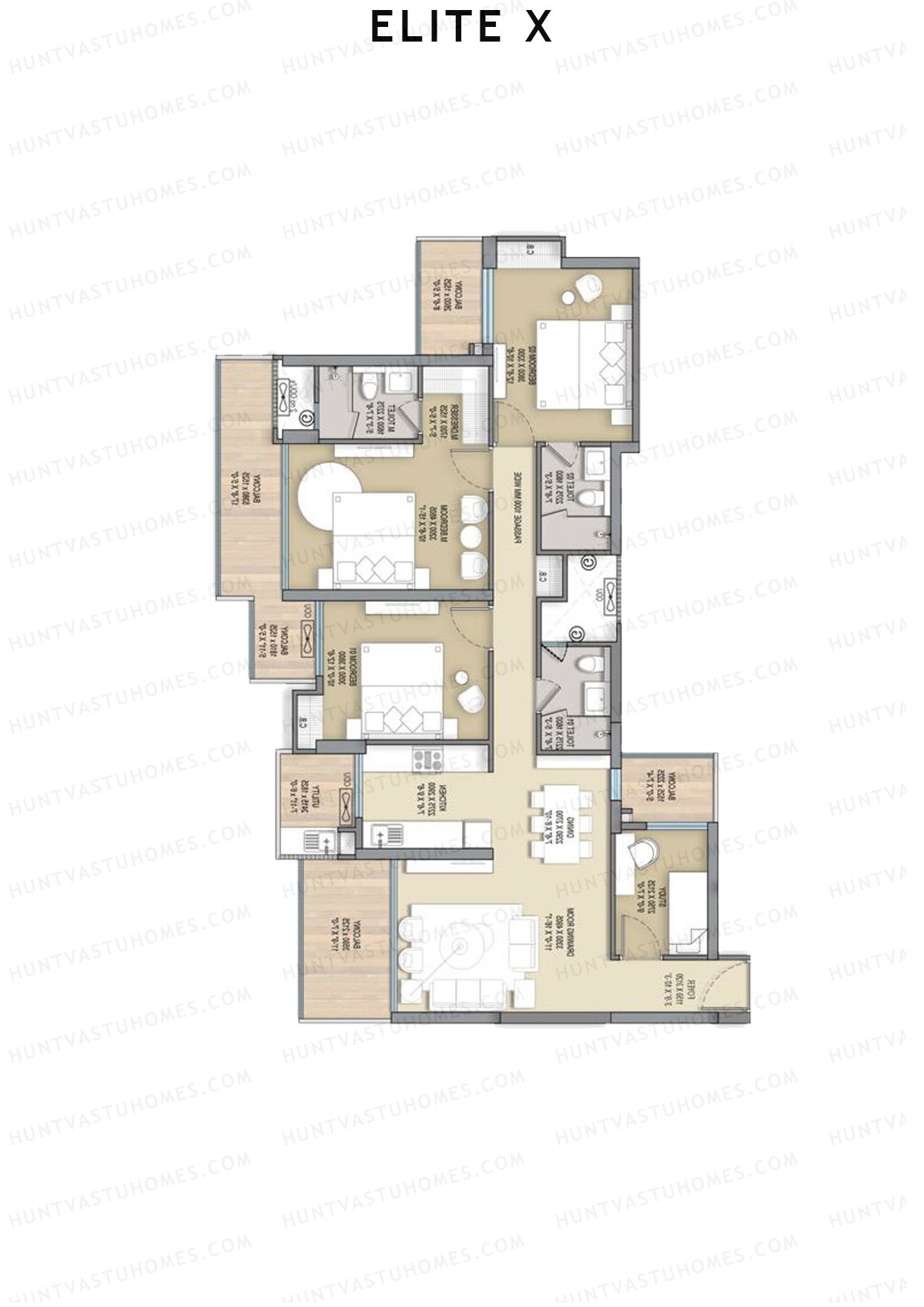 Elite X Tower F Unit 3 Floor Plan