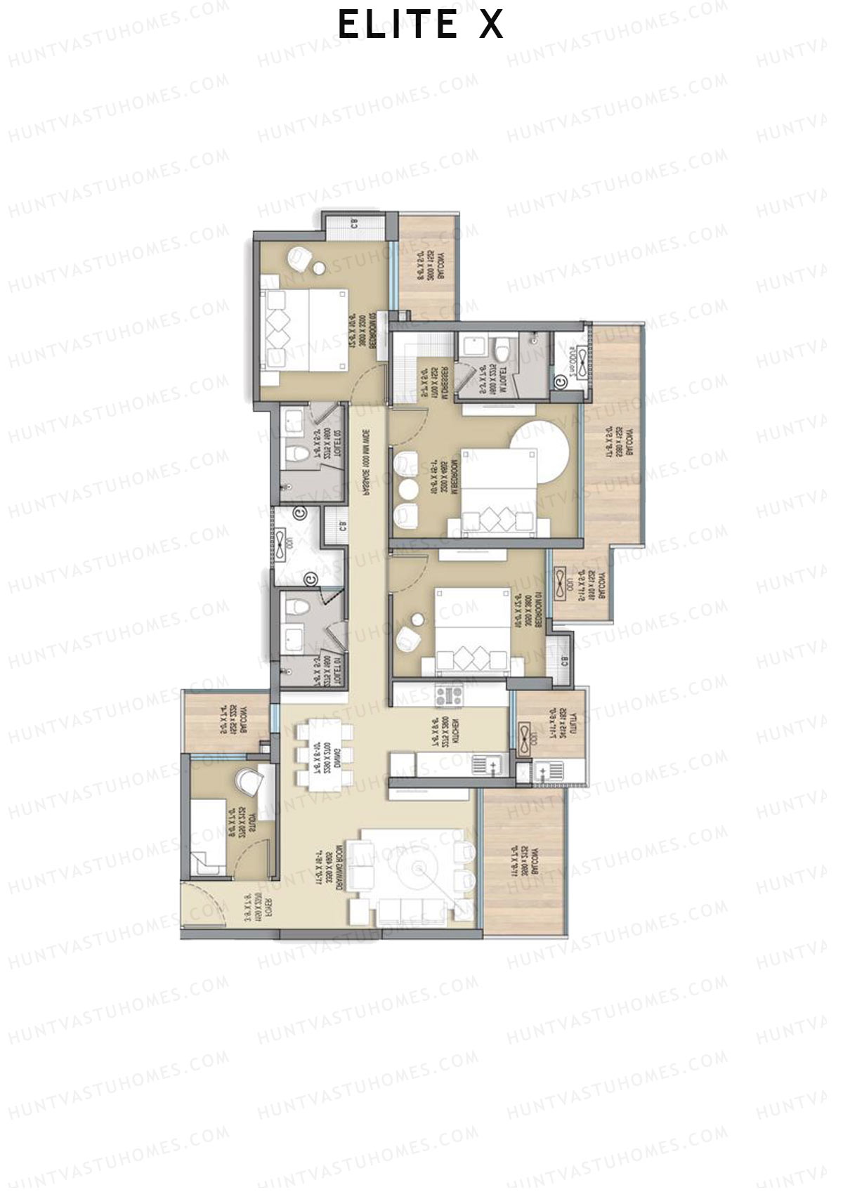 Elite X Tower F Unit 4 Floor Plan