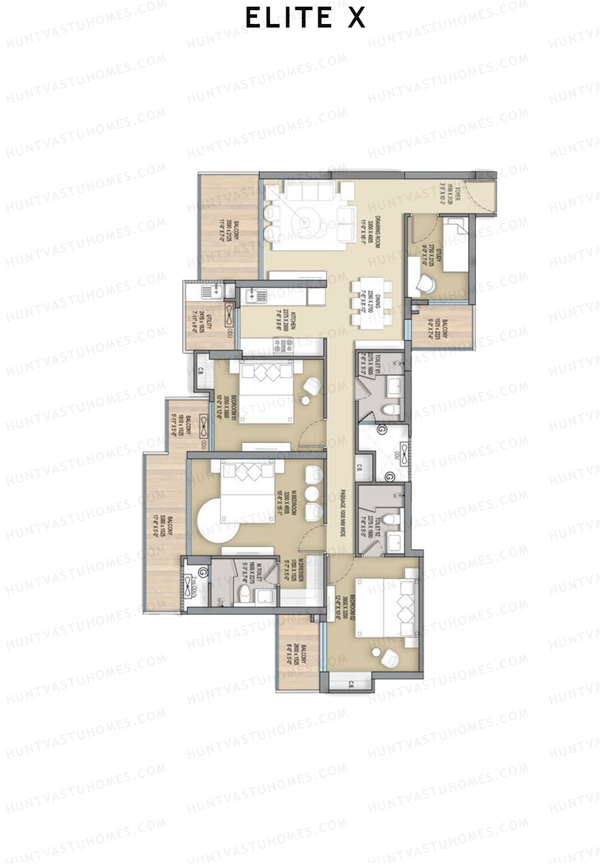 Elite X Tower G Unit 3 Floor Plan