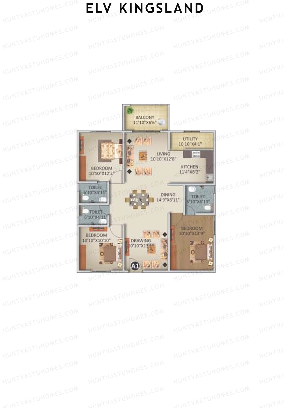 ELV Kingsland Block A Unit 1 Floor Plan