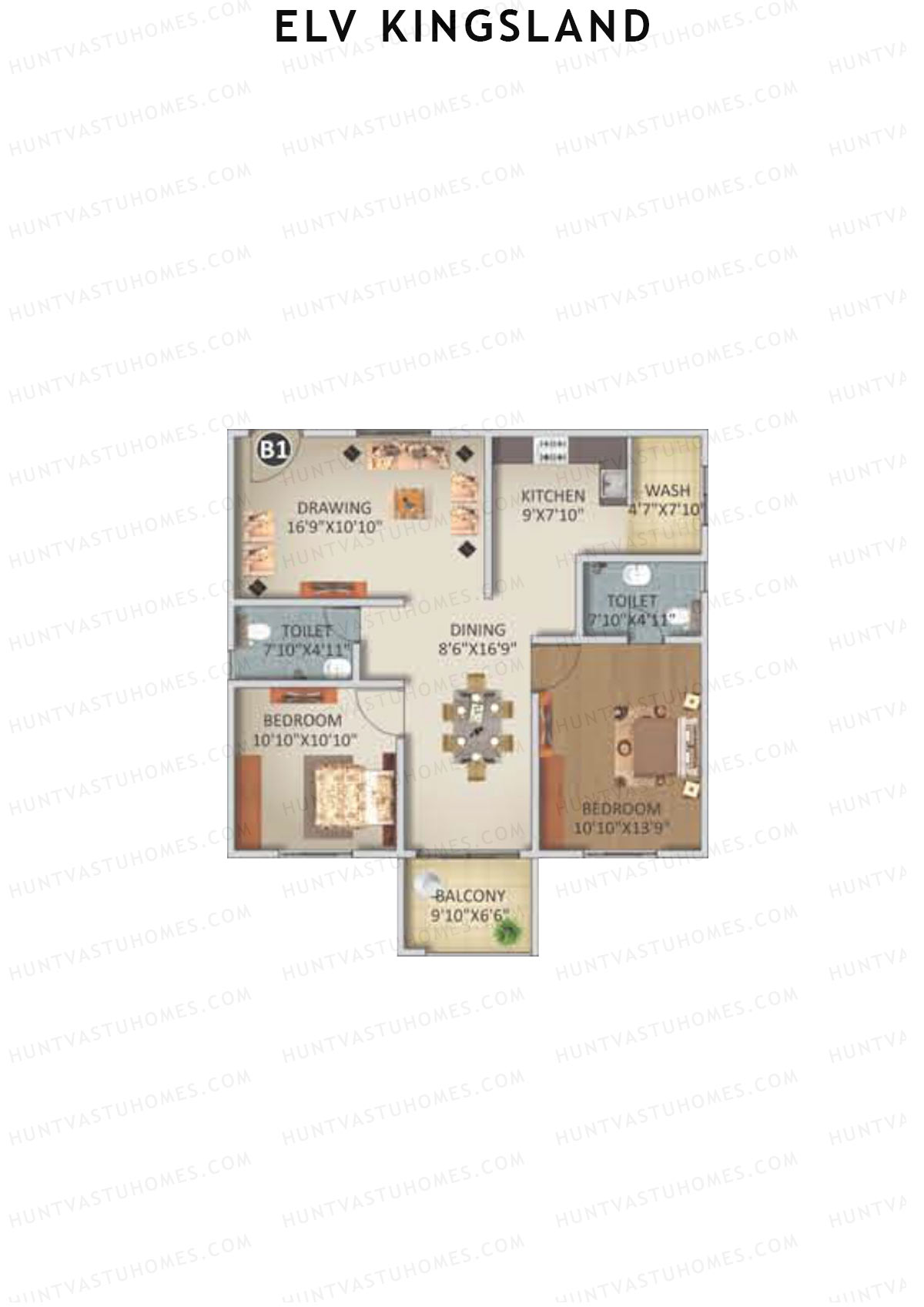 ELV Kingsland Block B Unit 1 Floor Plan
