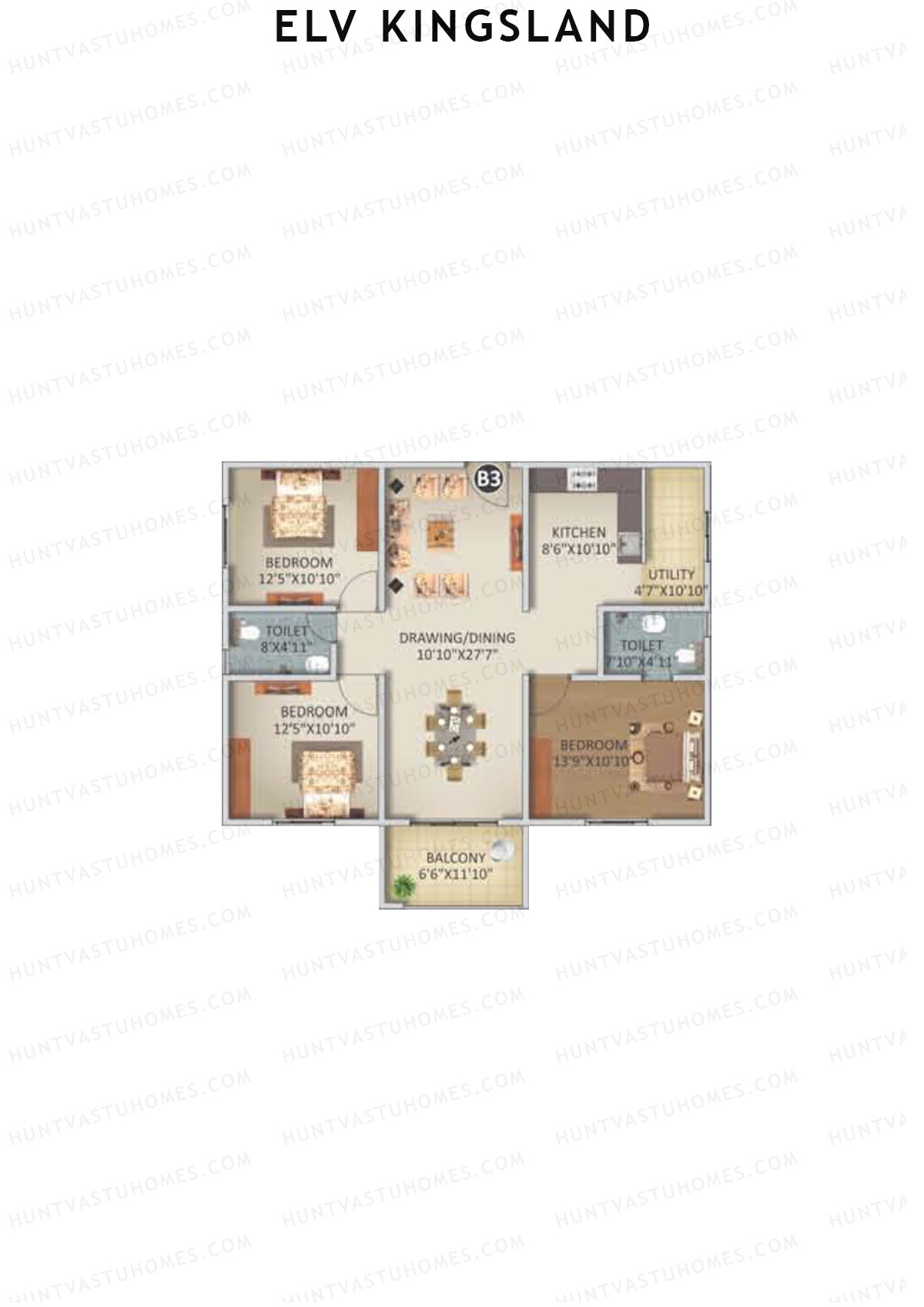 ELV Kingsland Block B Unit 3 Floor Plan