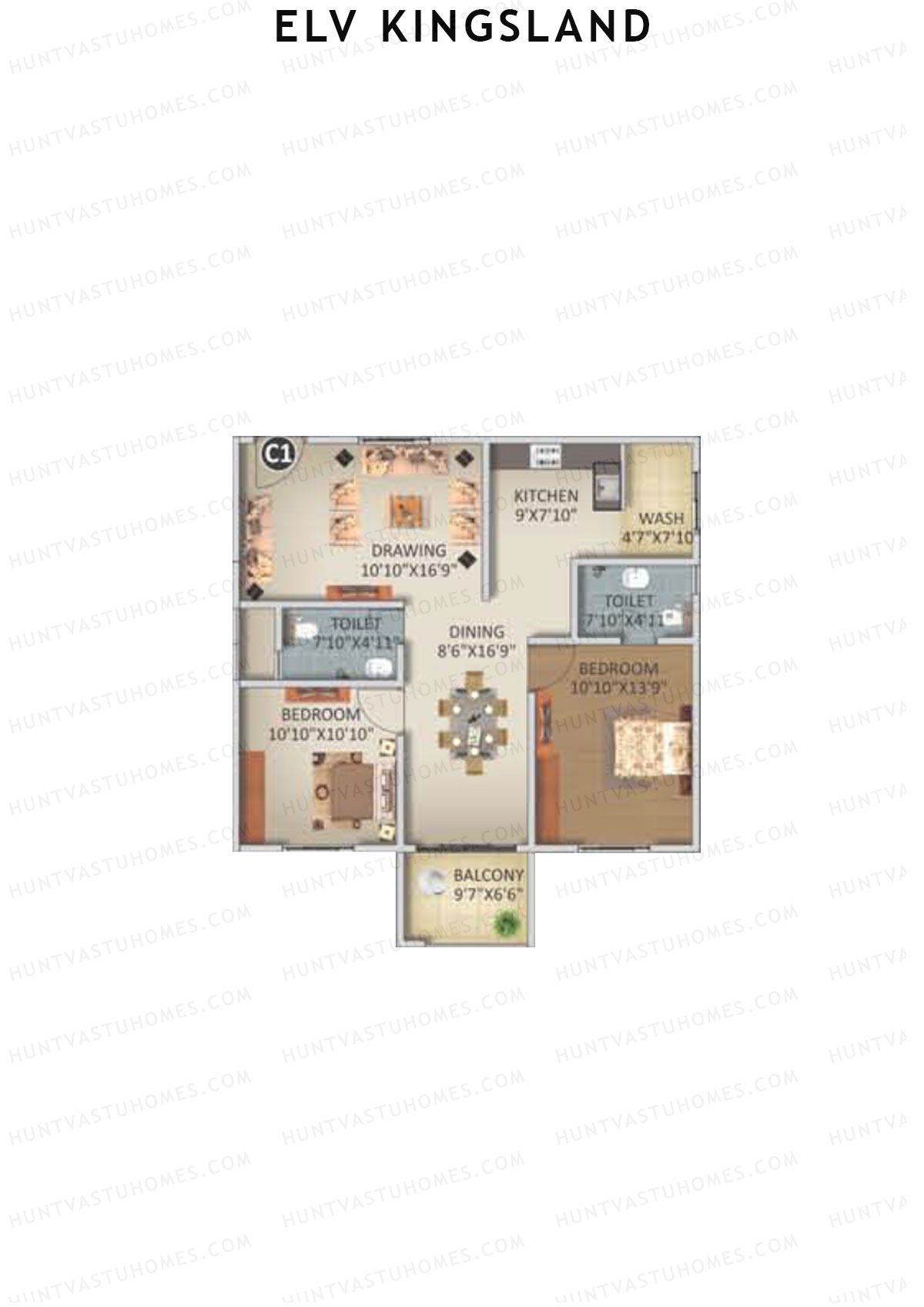 ELV Kingsland Block C Unit 1 Floor Plan