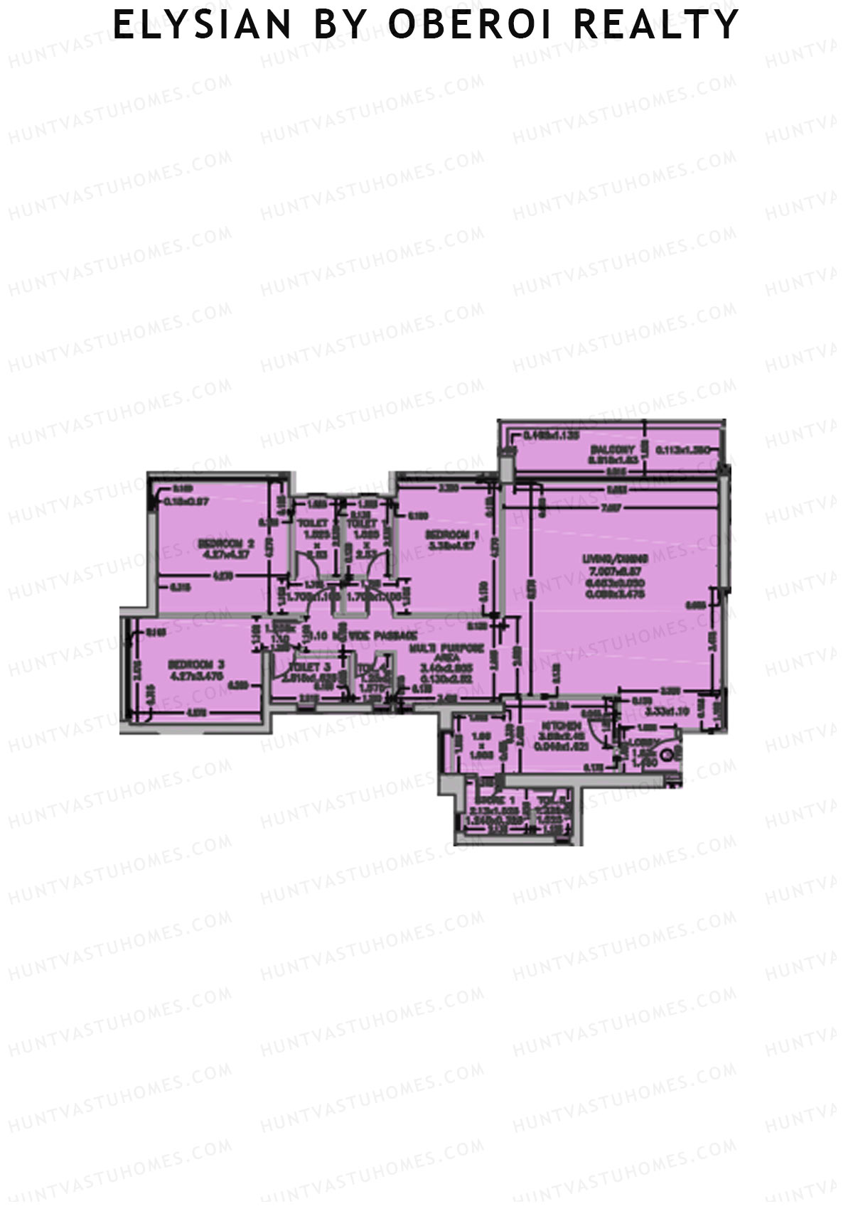 Elysian by Oberoi Realty Tower A Unit 3 Floor Plan