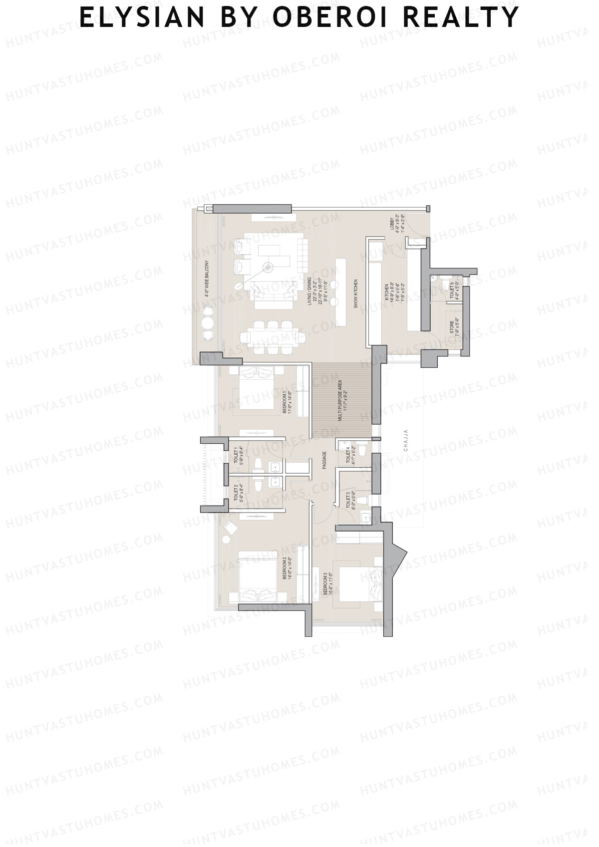 Elysian by Oberoi Realty Tower B Unit 1 Floor Plan