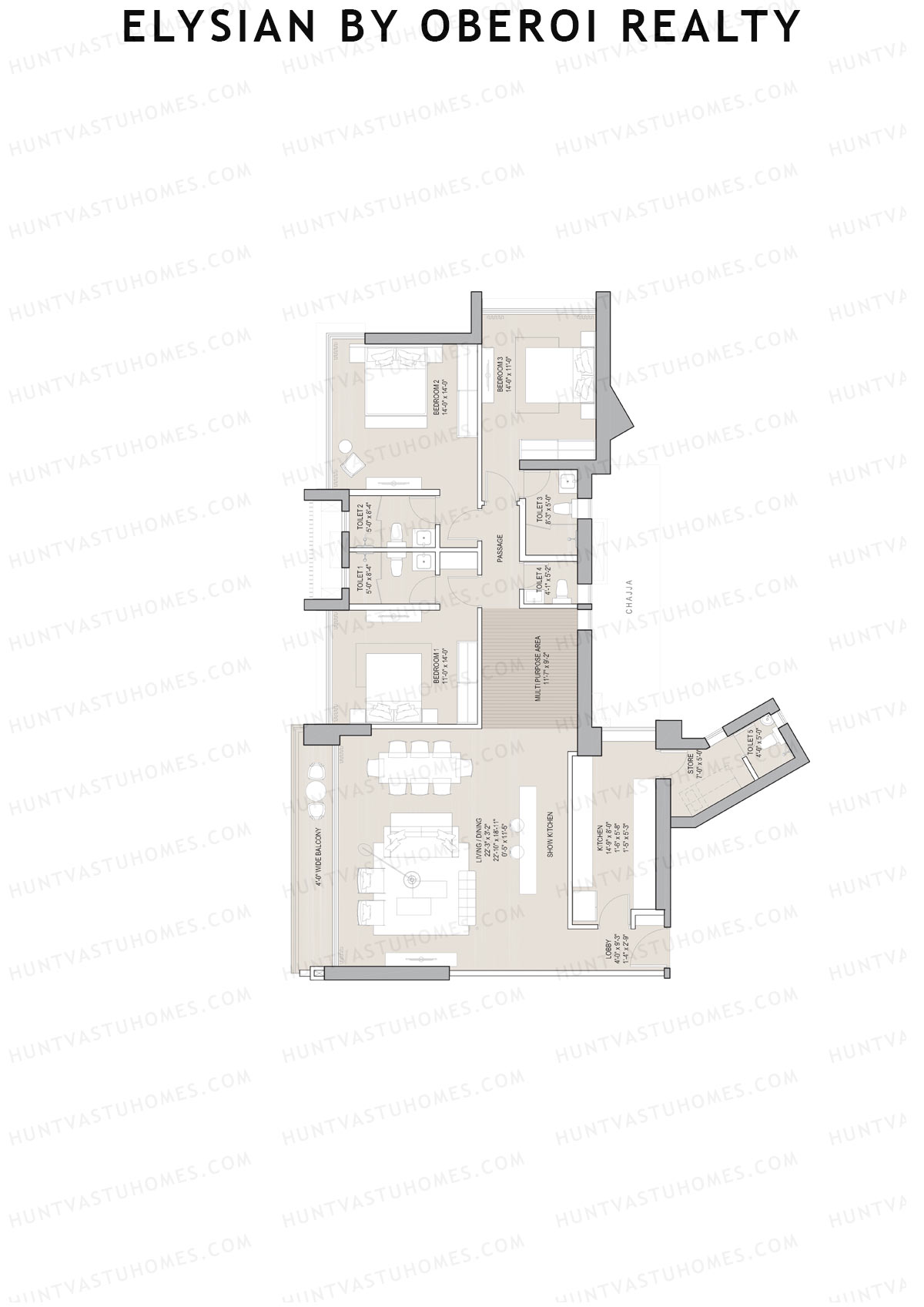 Elysian by Oberoi Realty Tower B Unit 2 Floor Plan